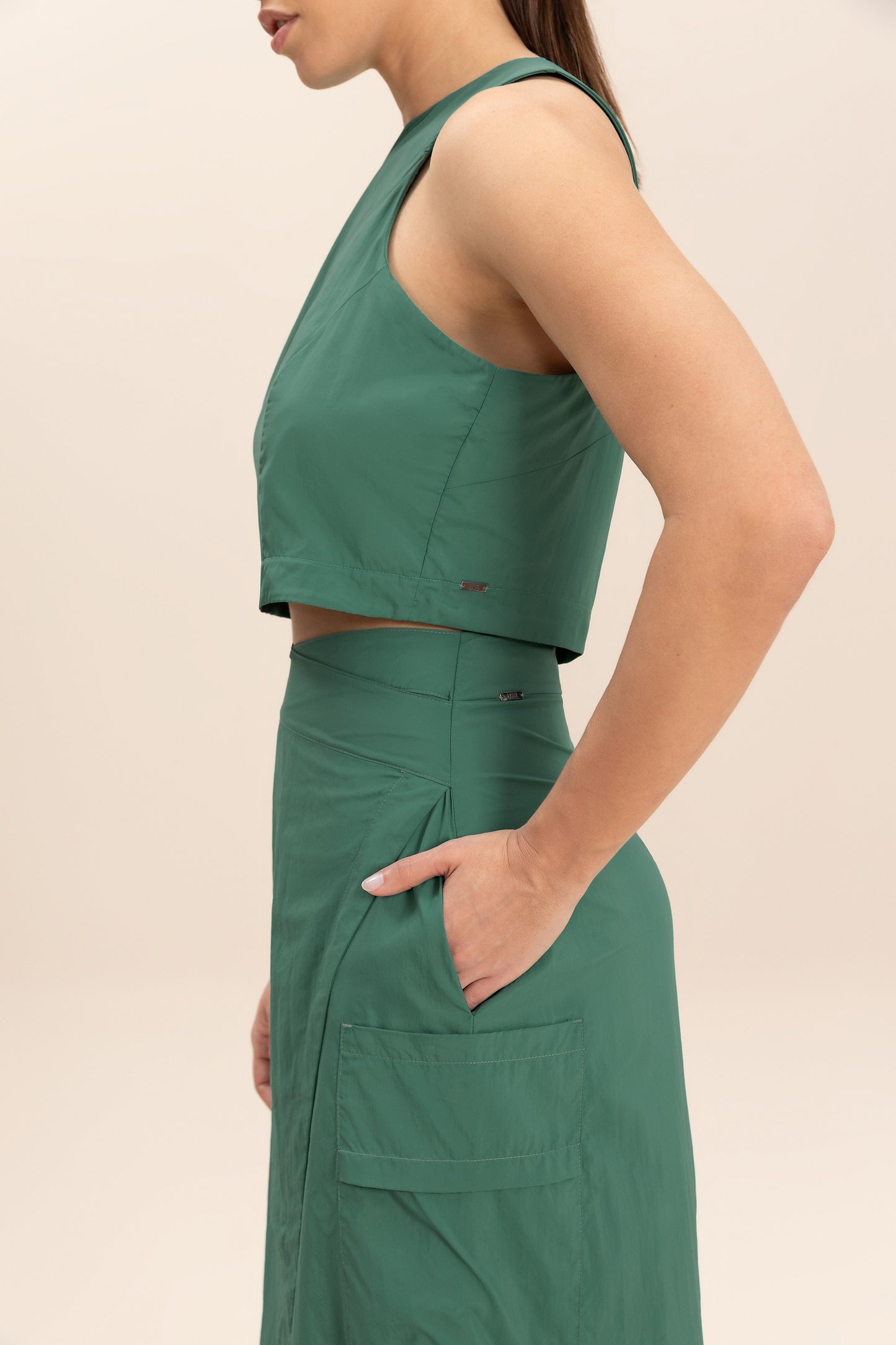 Crop Knot Nylon Net Tank Top