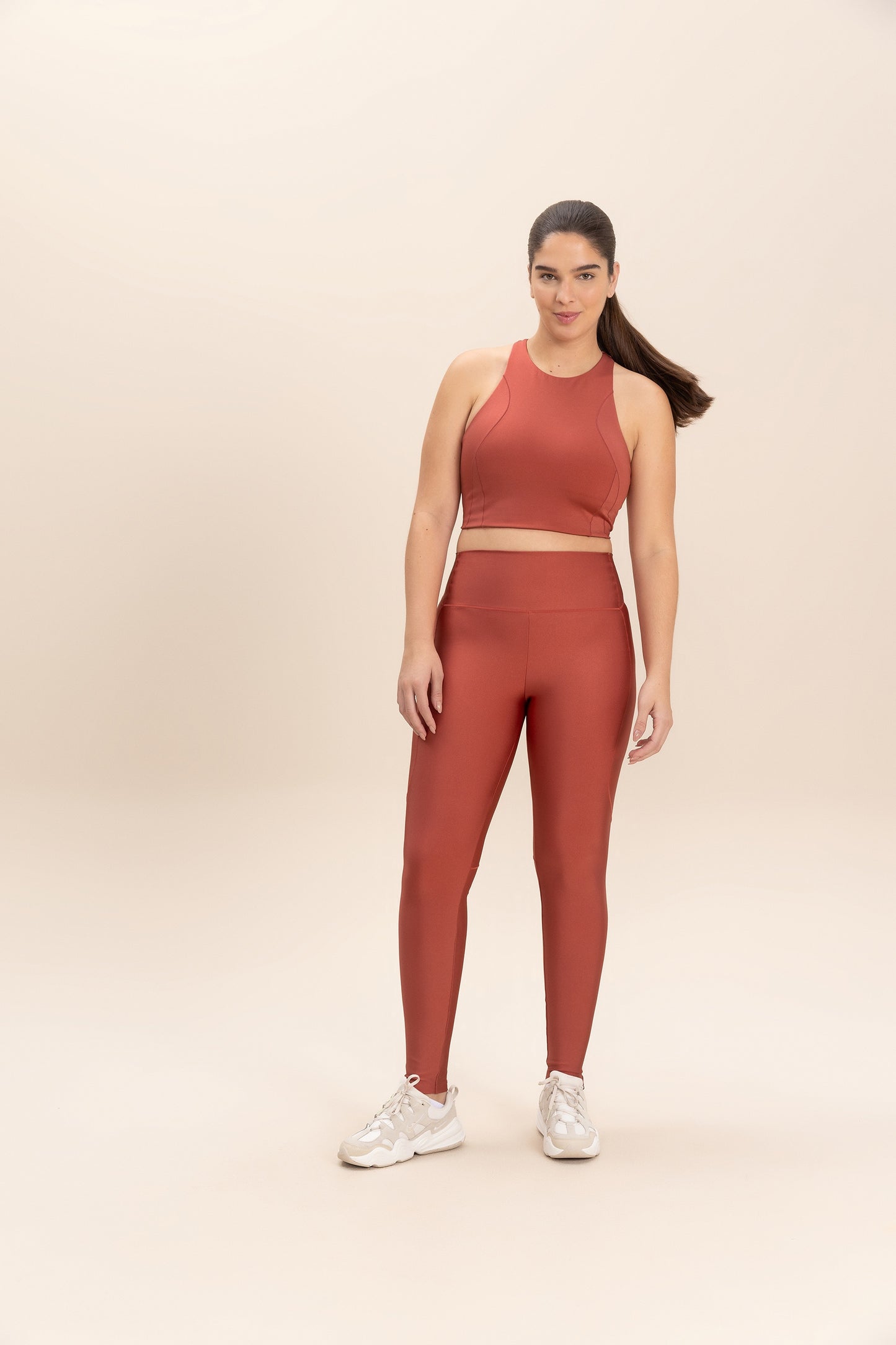 Neoprene Shine Zipper Long Leggings