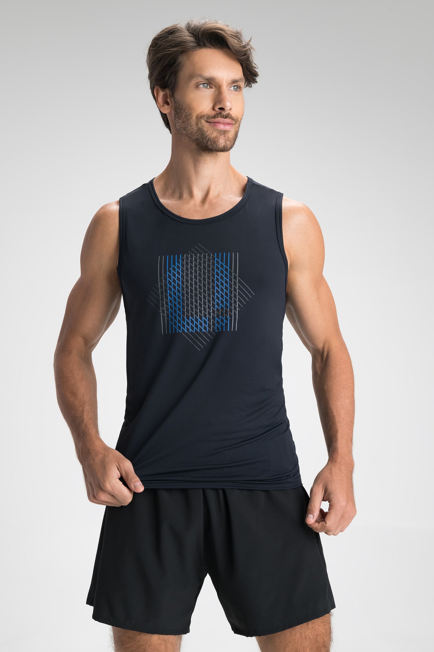 Men Geometric Fit Race Tank