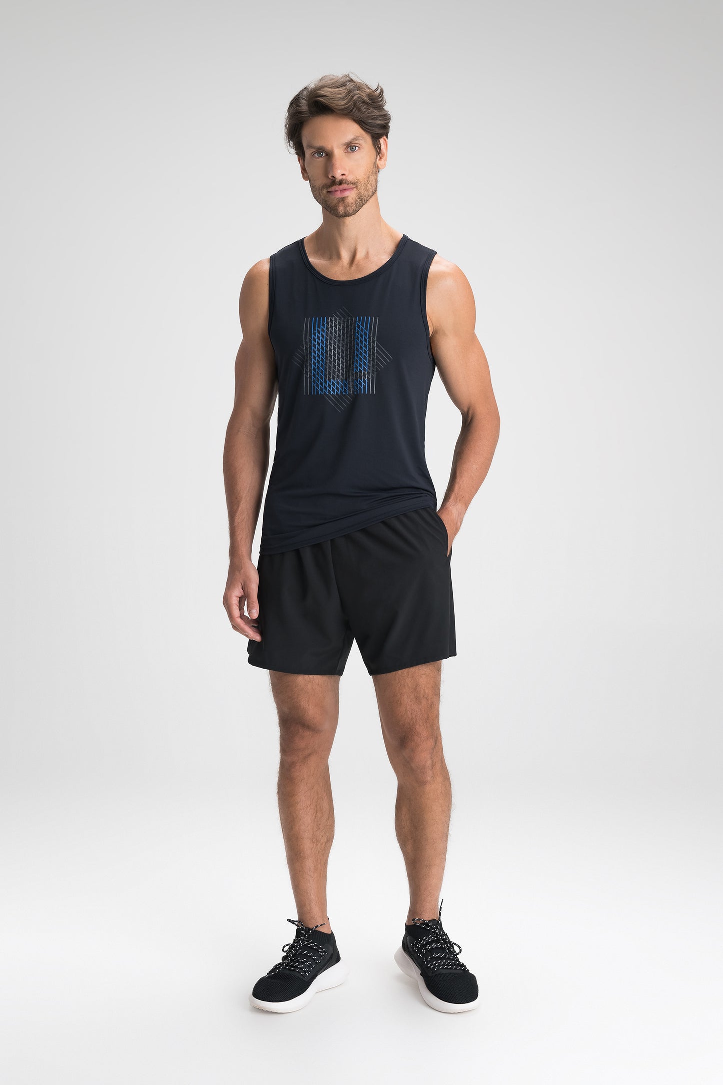 Men Geometric Fit Race Tank