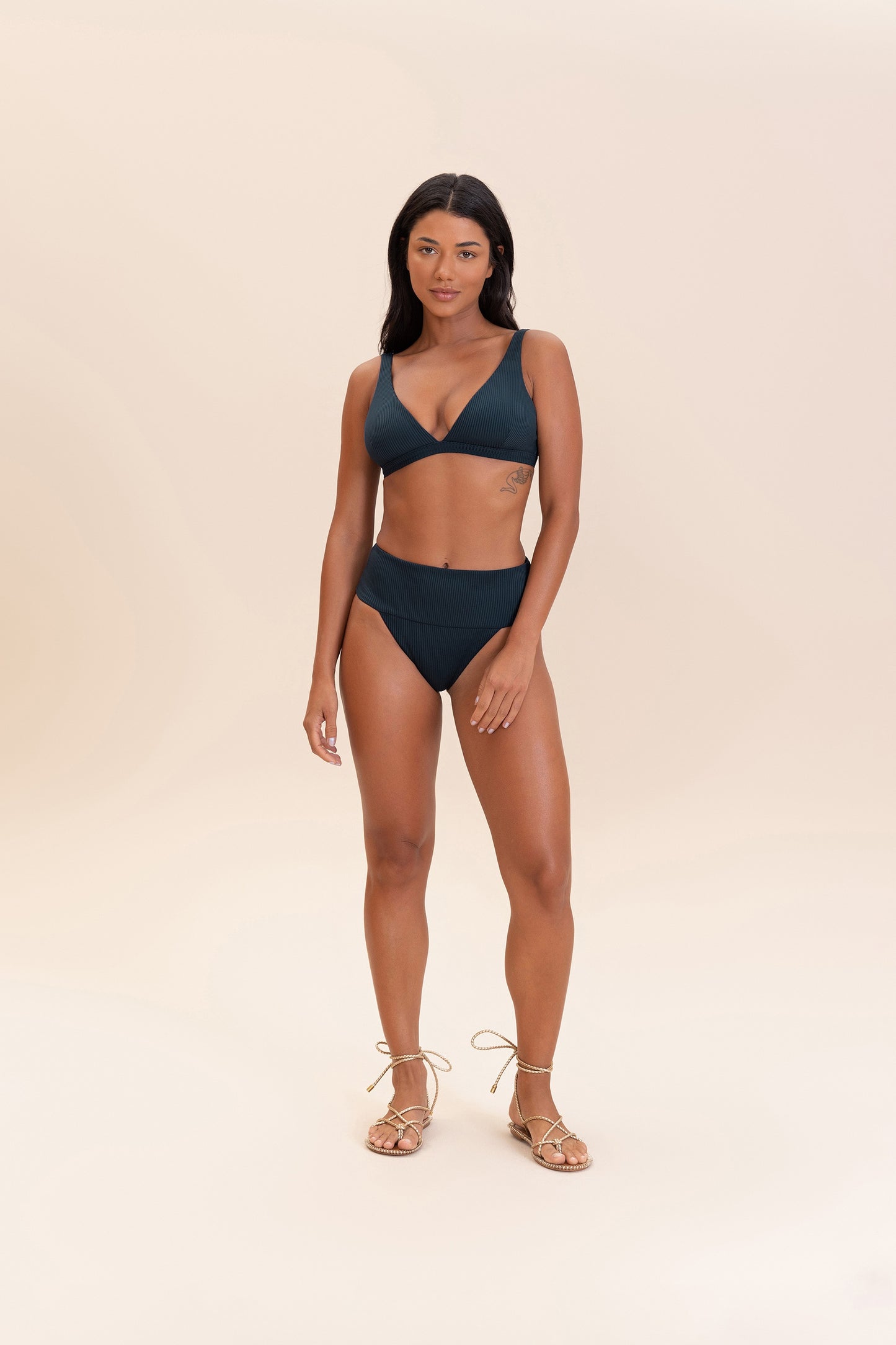 Gloss Rib V-Neck Bikini Top