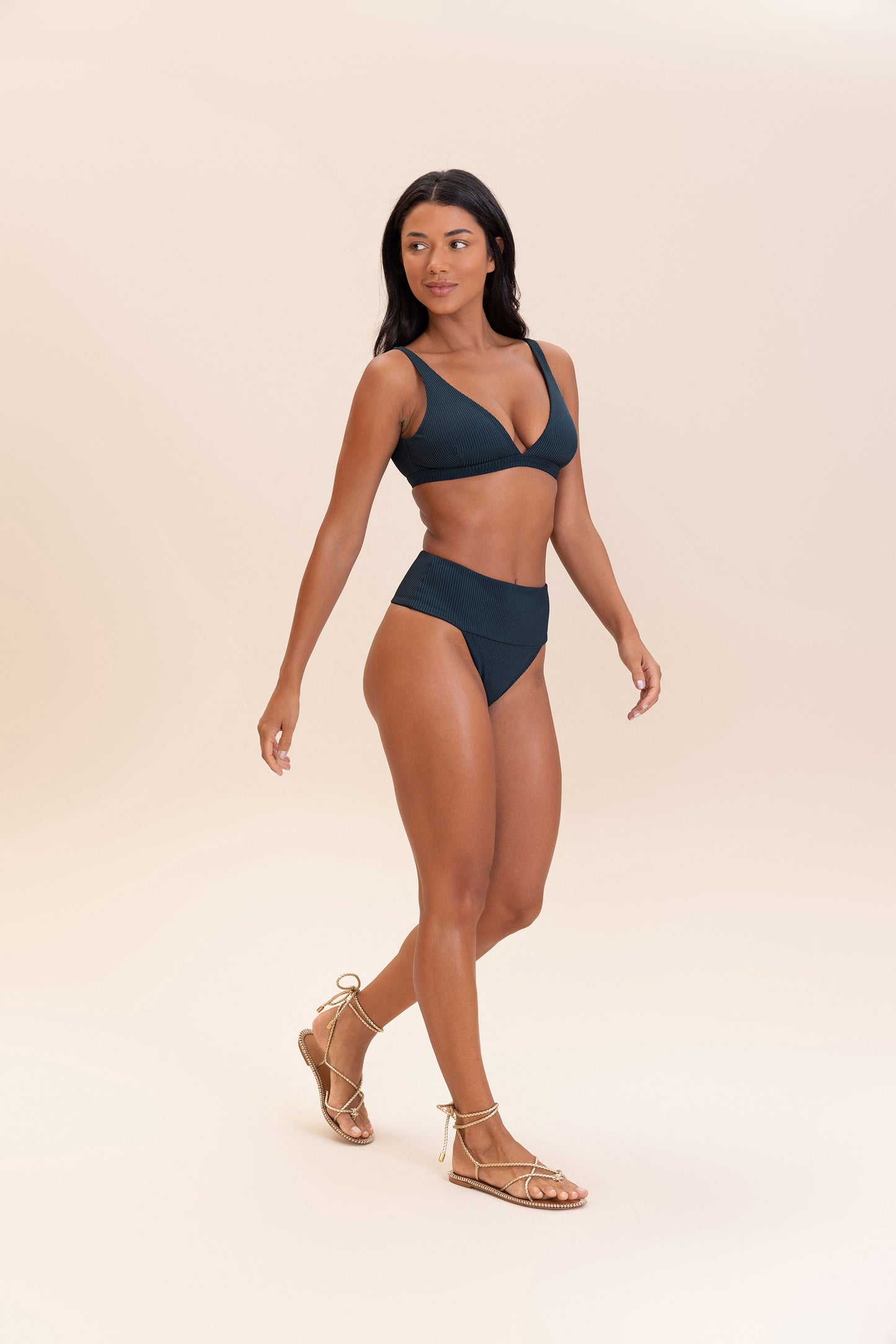 Gloss Rib V-Neck Bikini Top
