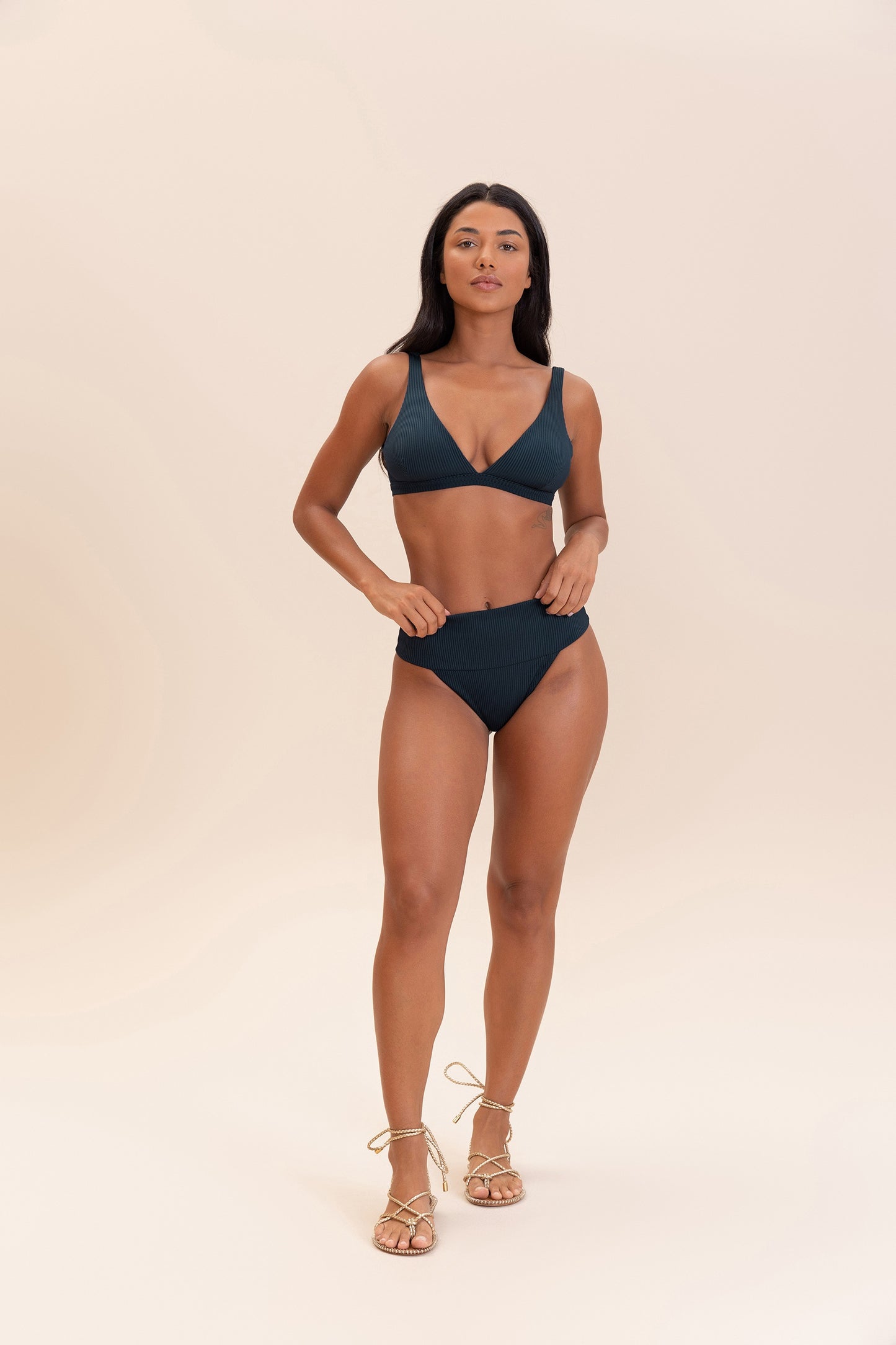 Gloss Rib V-Neck Bikini Top