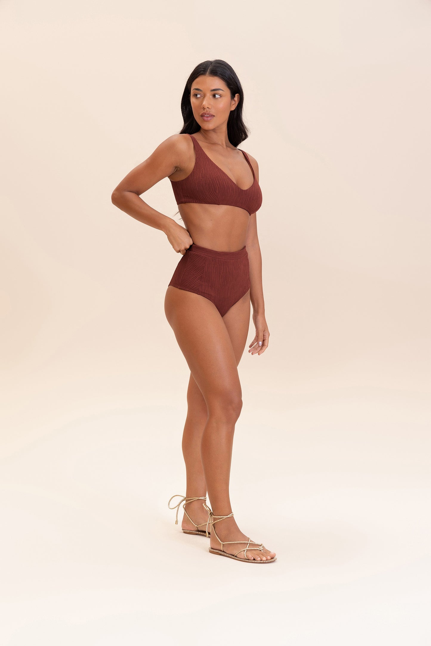 V Curl Bikini Top