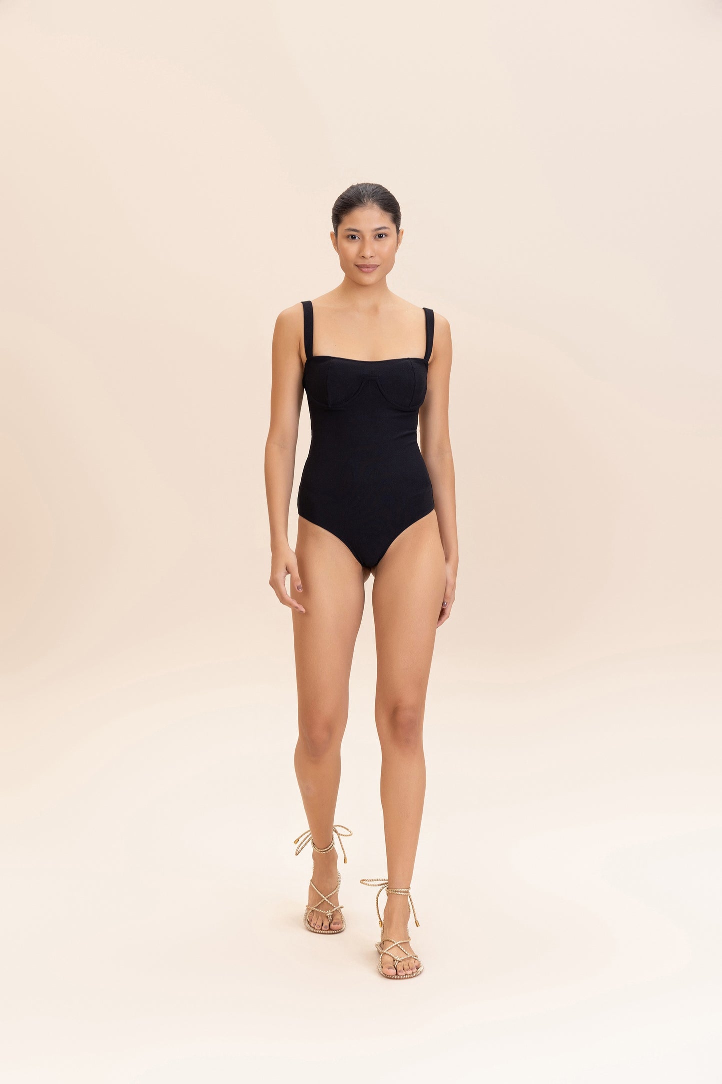 Wavy Slim Delta Wing One-Piece Swimsuit