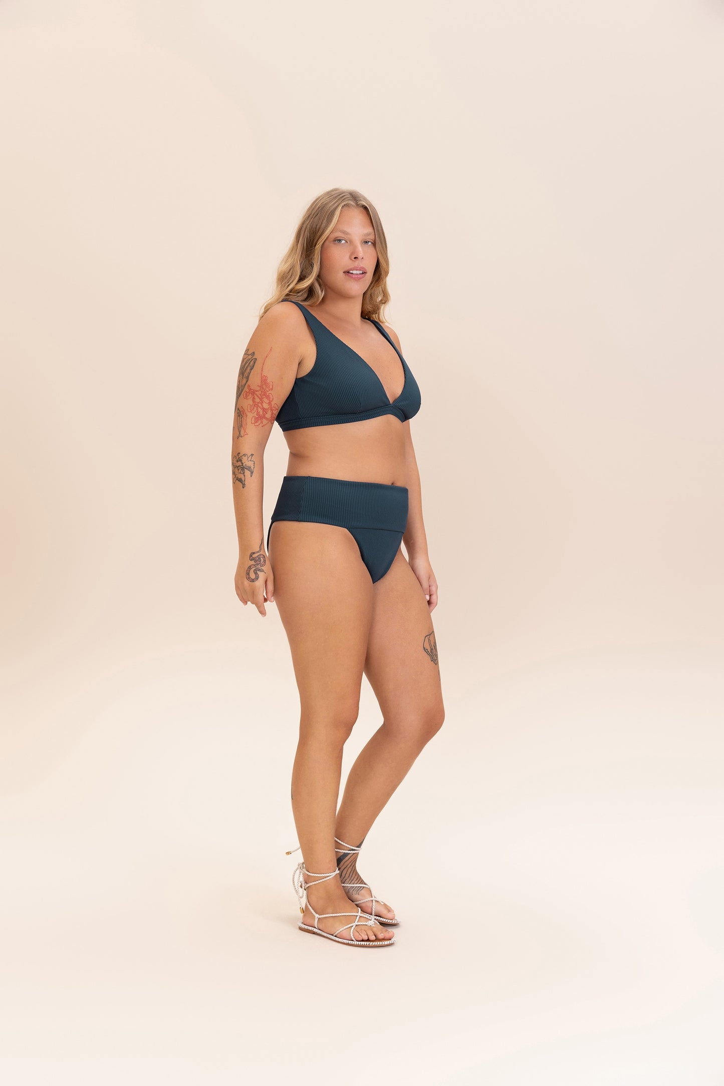 Gloss Rib V-Neck Bikini Top