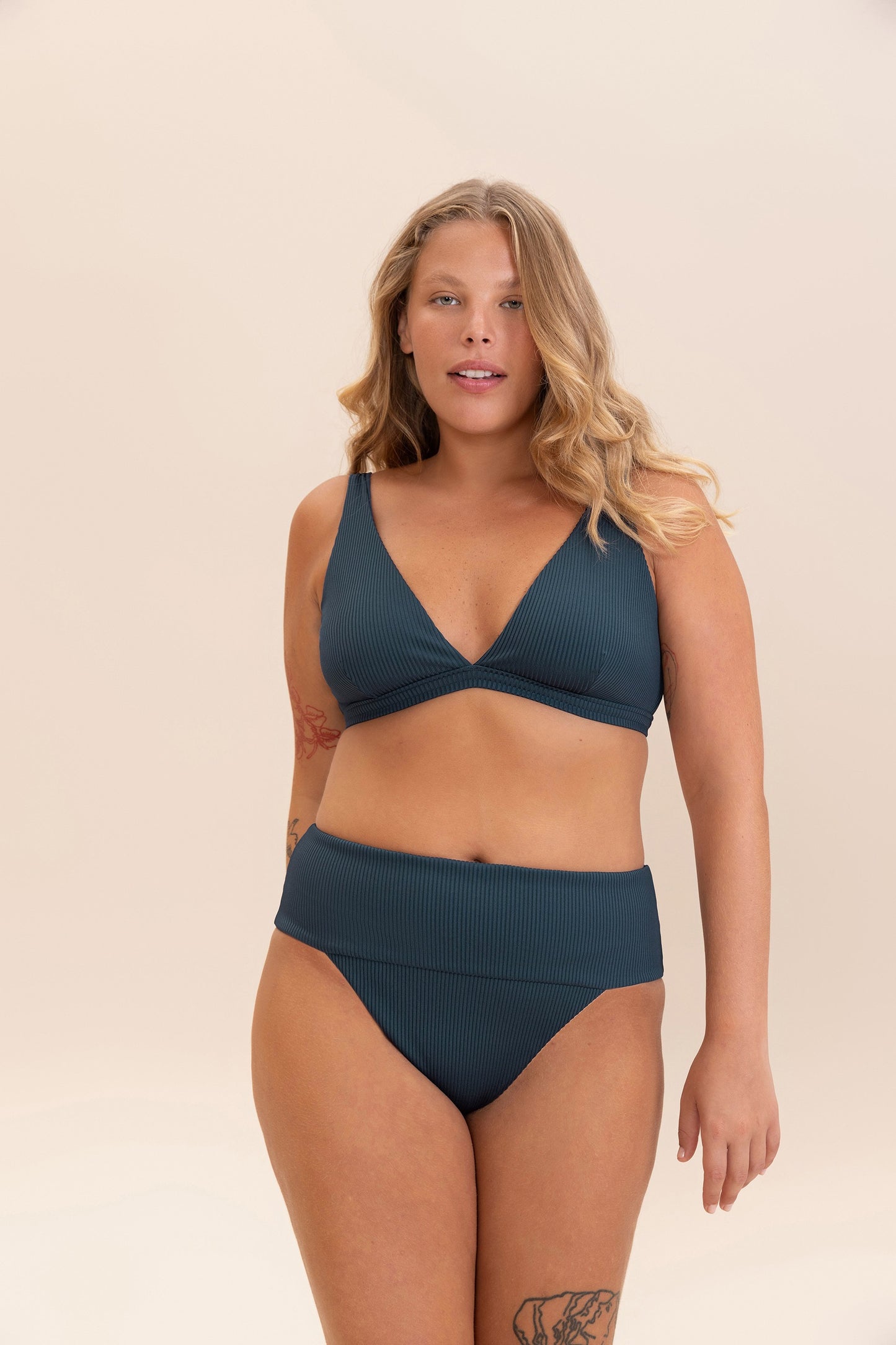 Gloss Rib V-Neck Bikini Top