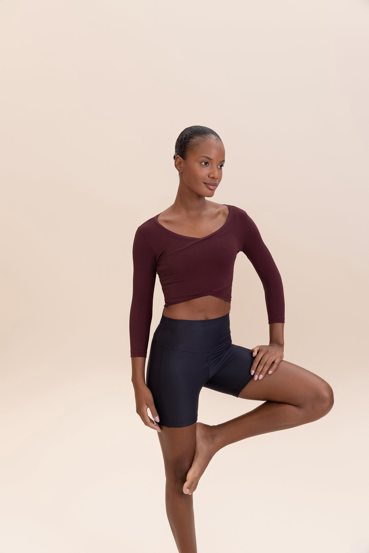 Ribbed Knit Wrap Top