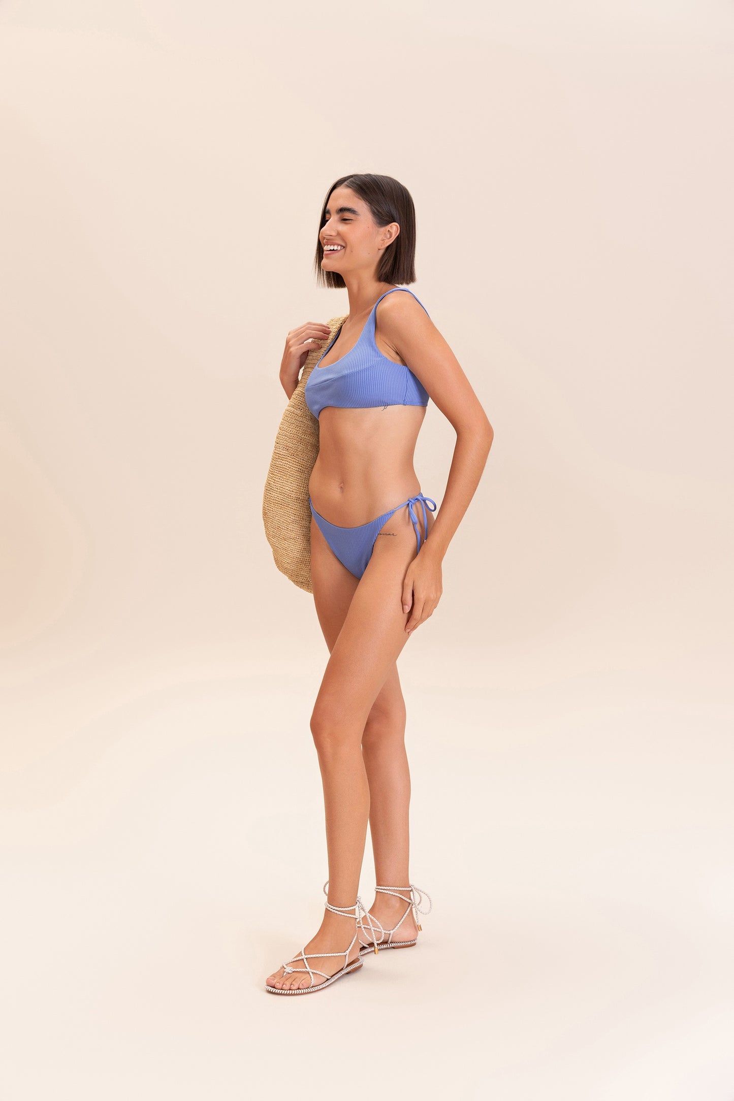 Gloss Rib Tie-Side Bikini Bottom