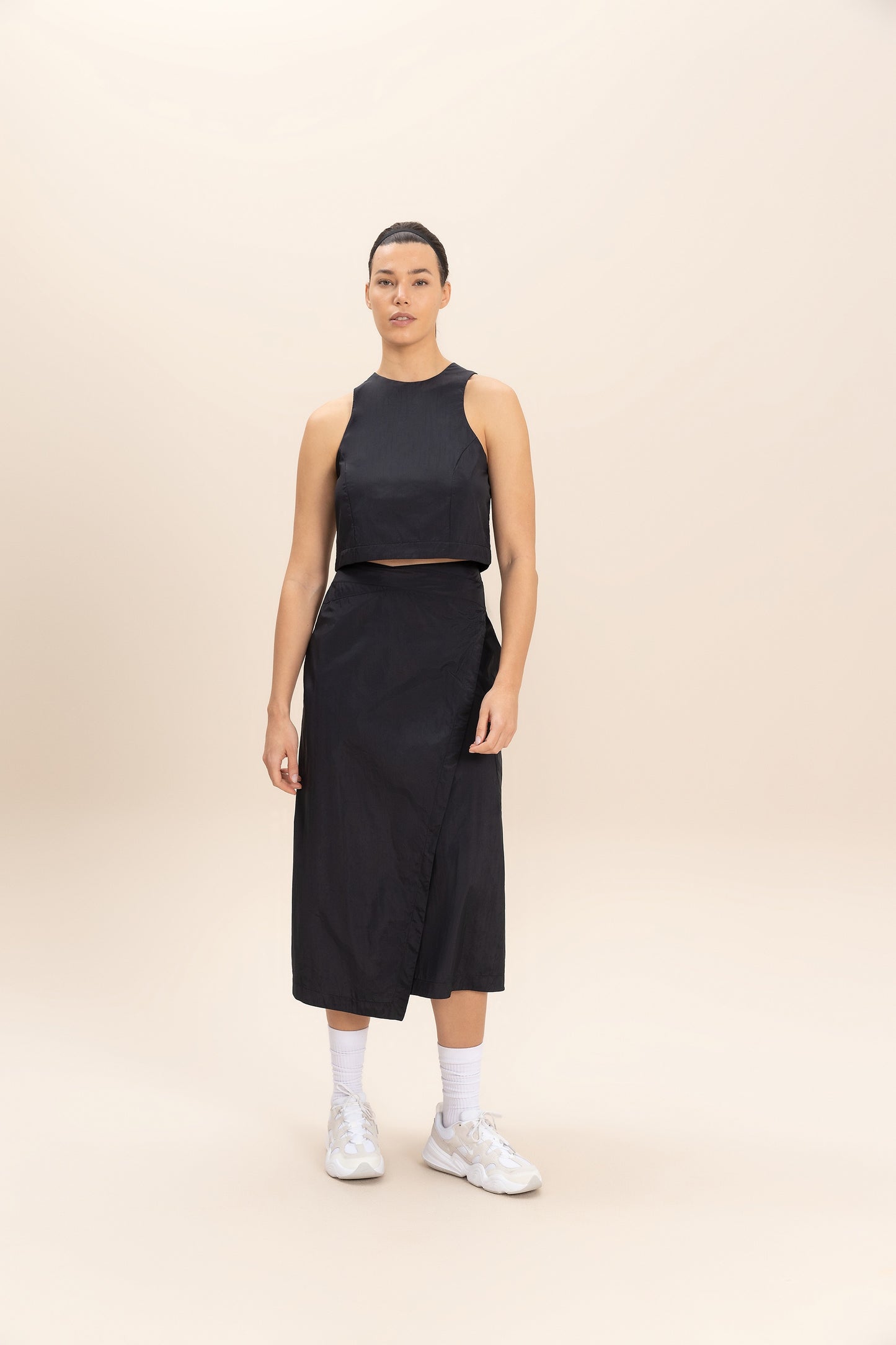 Crop Knot Nylon Net Tank Top