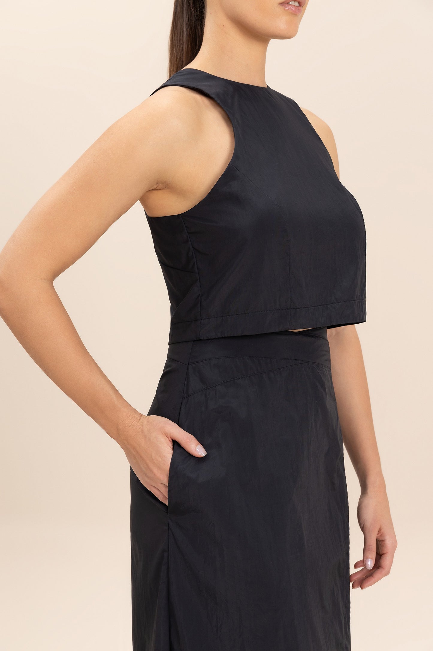 Crop Knot Nylon Net Tank Top