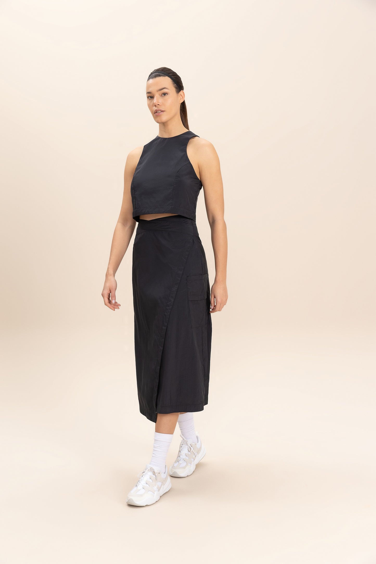 Crop Knot Nylon Net Tank Top