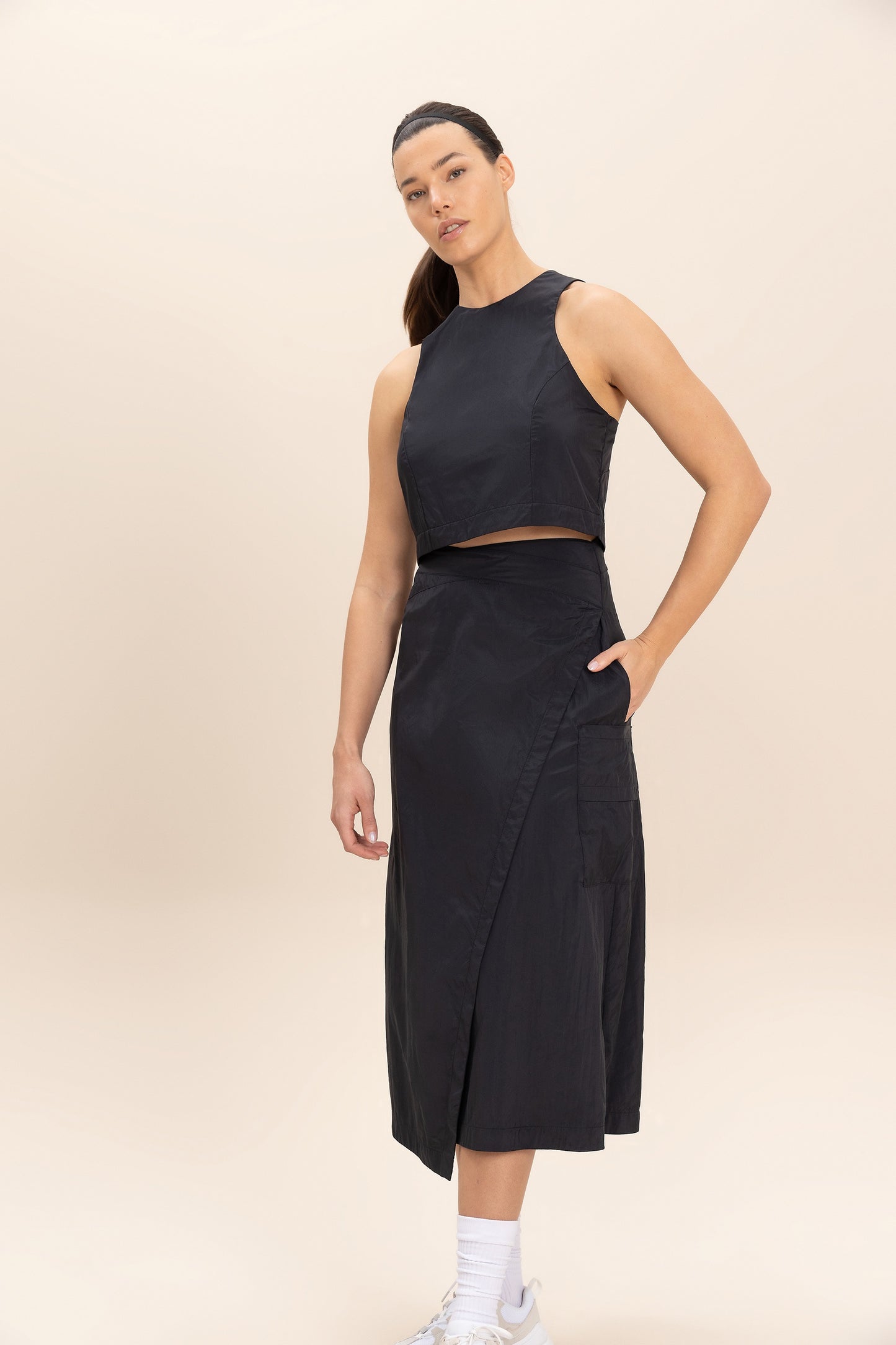 Crop Knot Nylon Net Tank Top