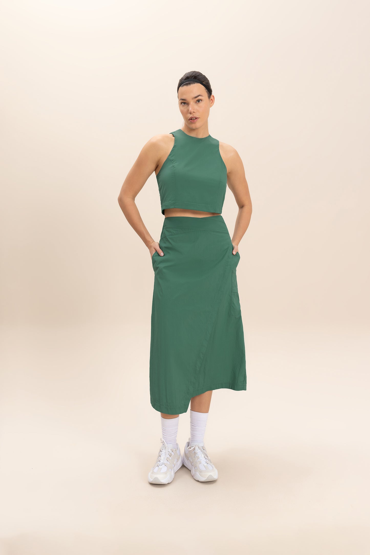 Cross Nylon Net Midi Skirt