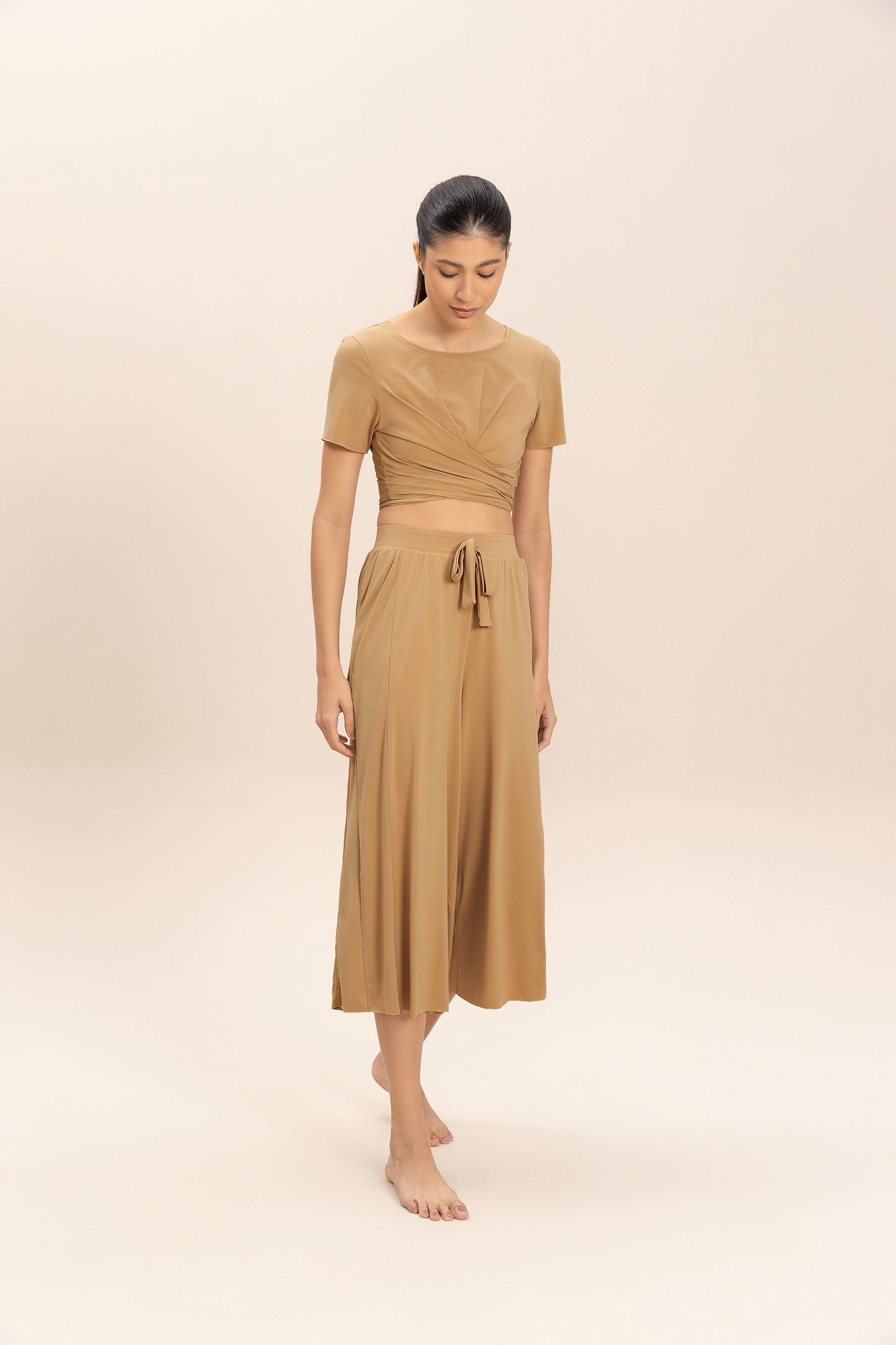 Tie Wide Capri Pants