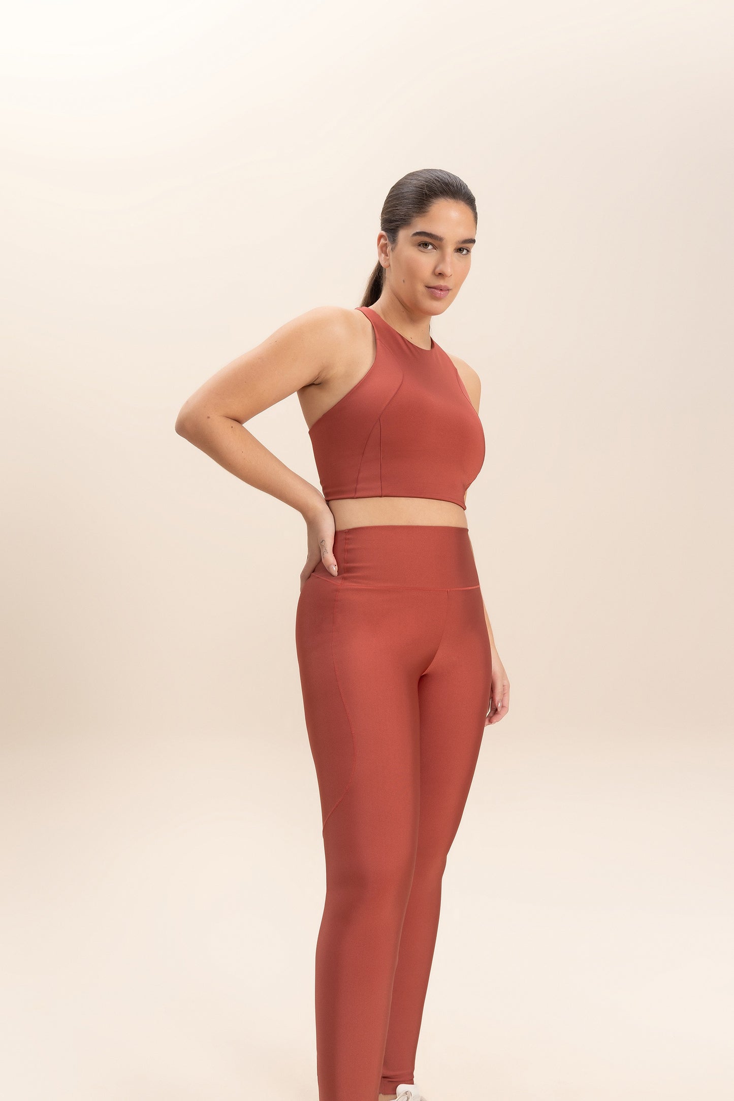 Neoprene Shine Zipper Long Leggings