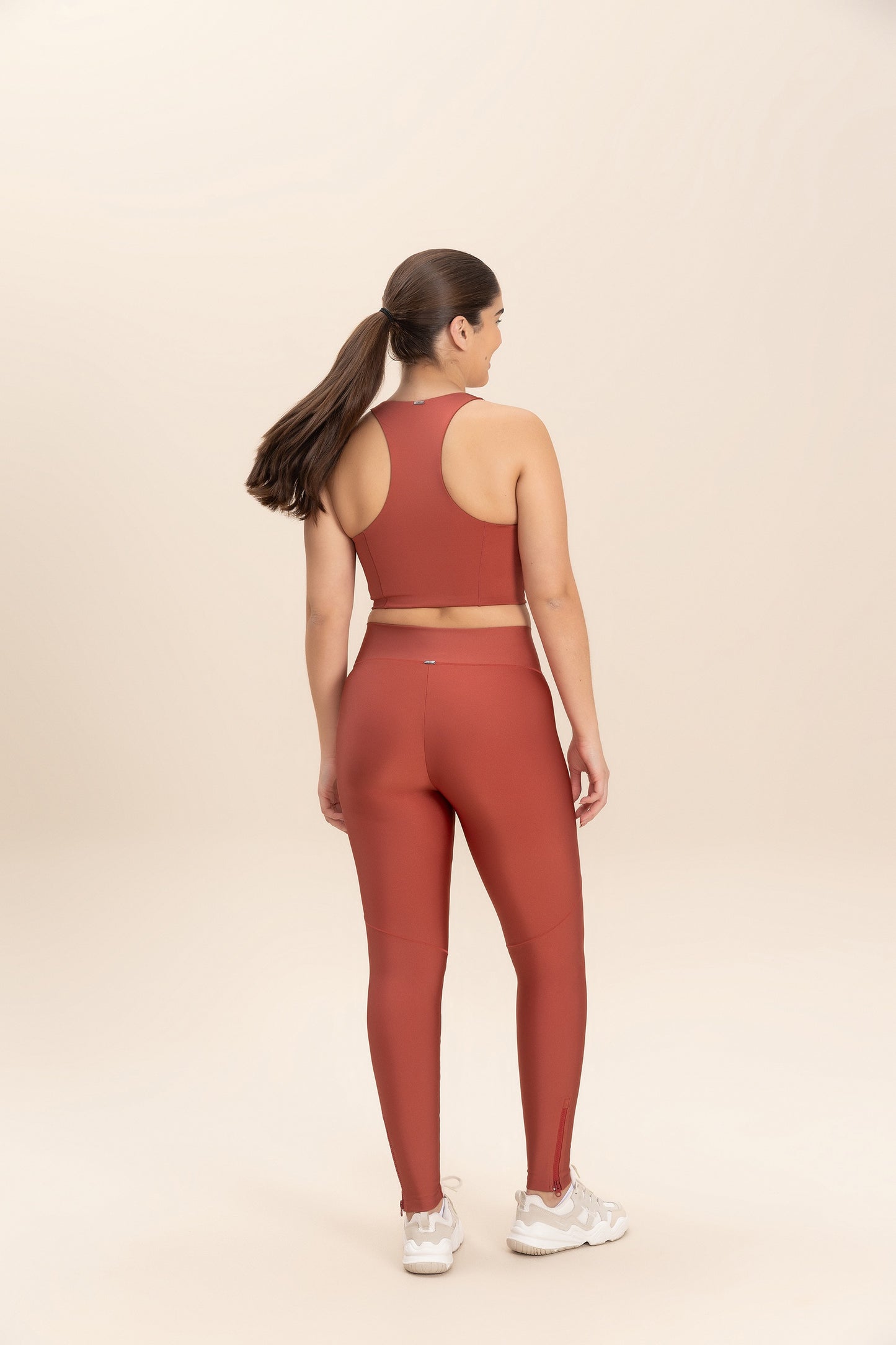 Neoprene Shine Zipper Long Leggings