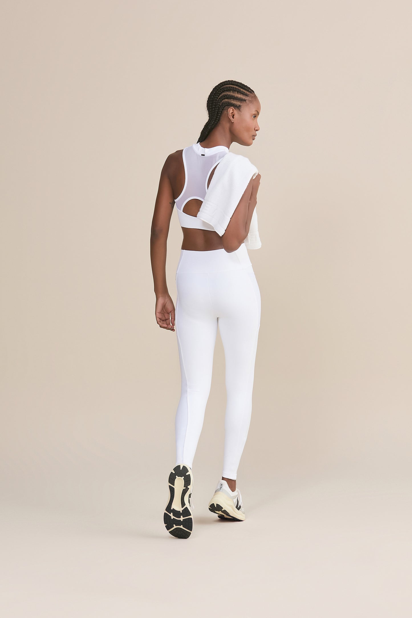 Zip Upfit Tule Power White Sports Bra
