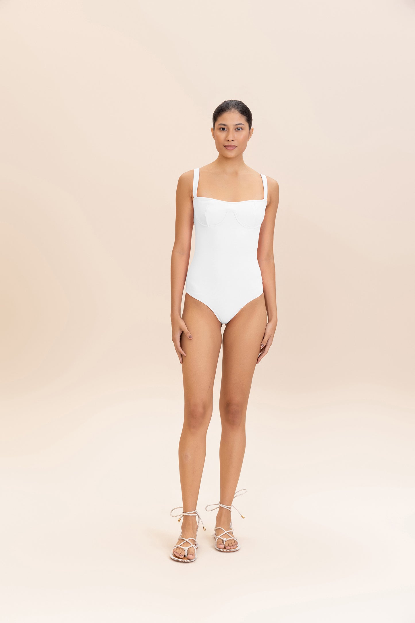 Wavy Slim Delta Wing One-Piece Swimsuit