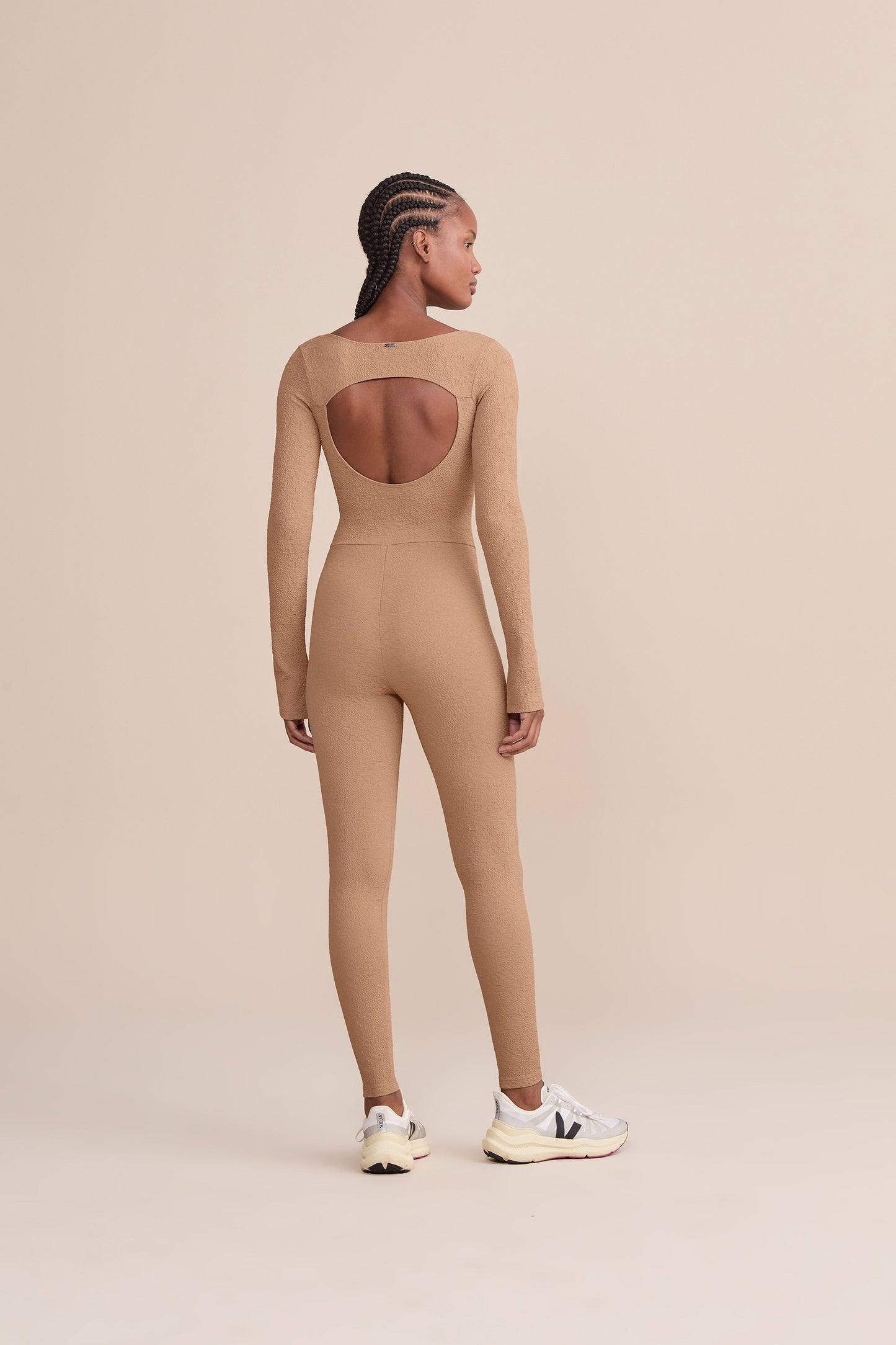 Jacquard Outline Long Sleeve Jumpsuit