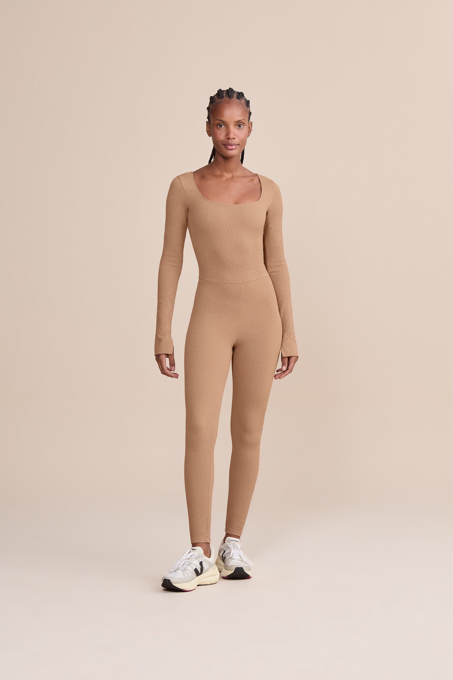 Jacquard Outline Long Sleeve Jumpsuit