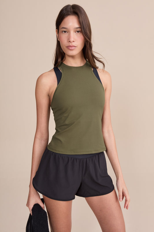 Ribbed Knit Racerback Tank Top