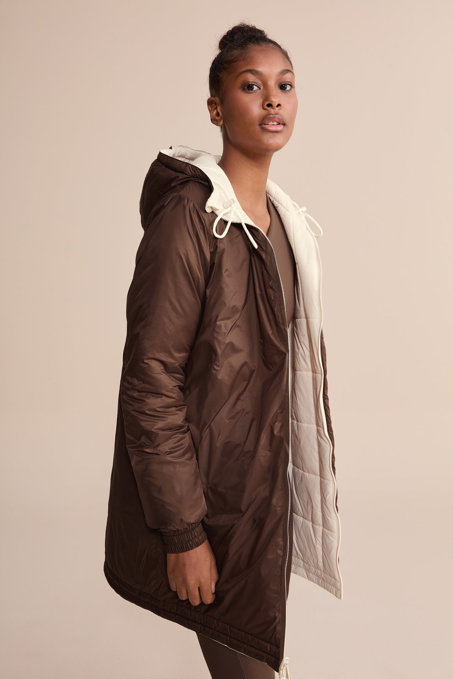 Long Reversible Nylon Jacket