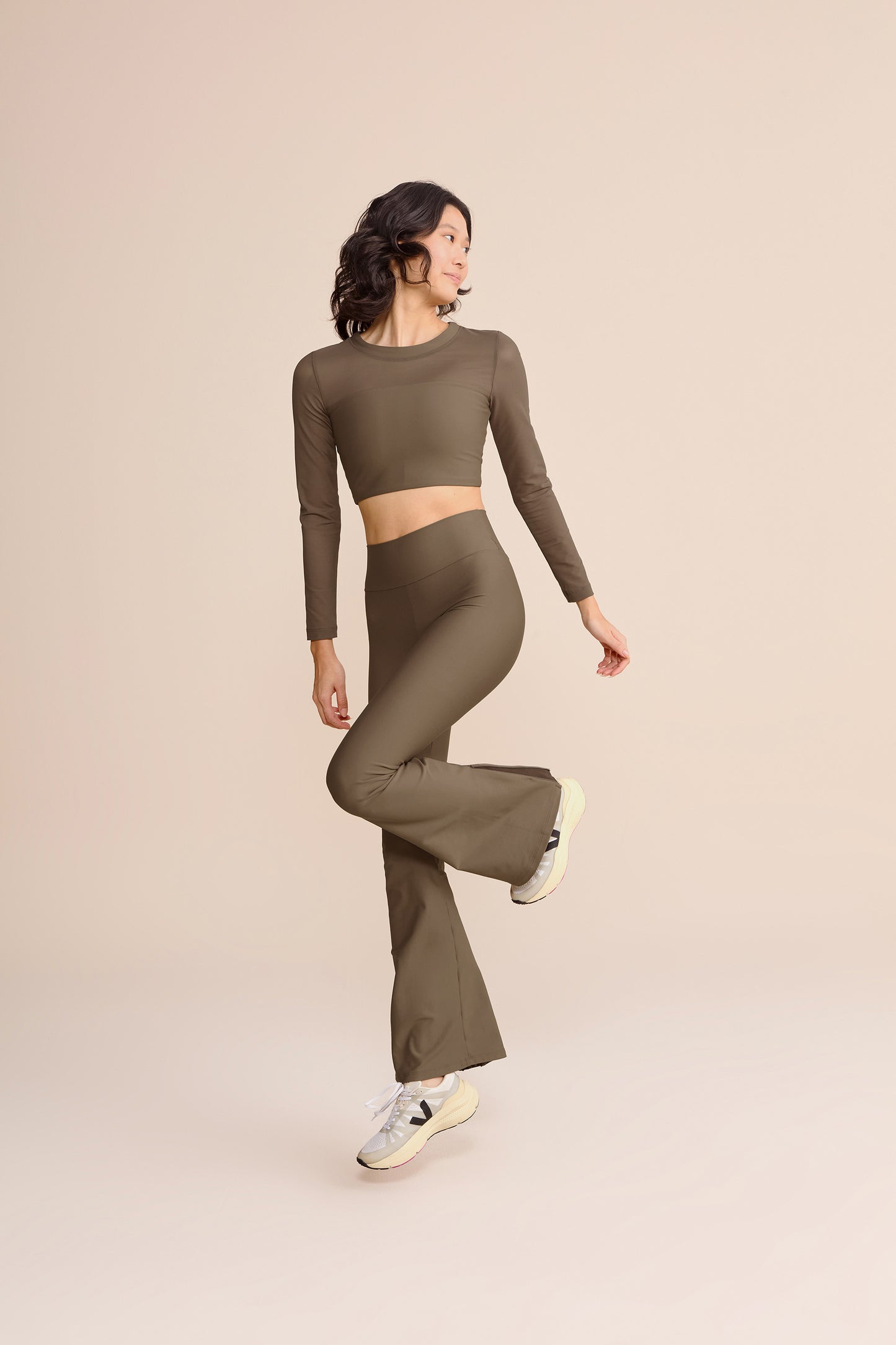 V Zip Tule Core Flare Pants
