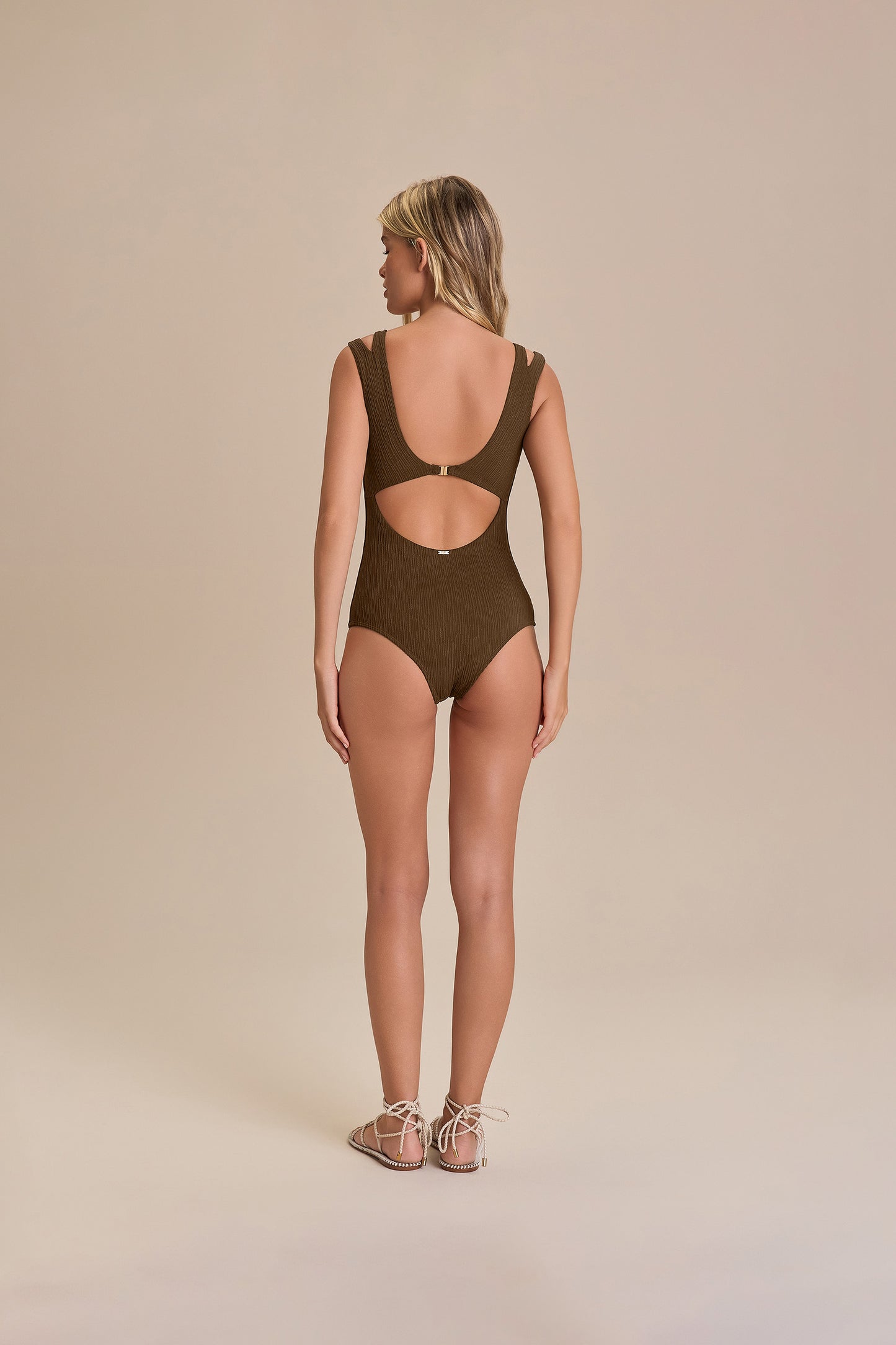 V Jacquard Curl Swimsuit