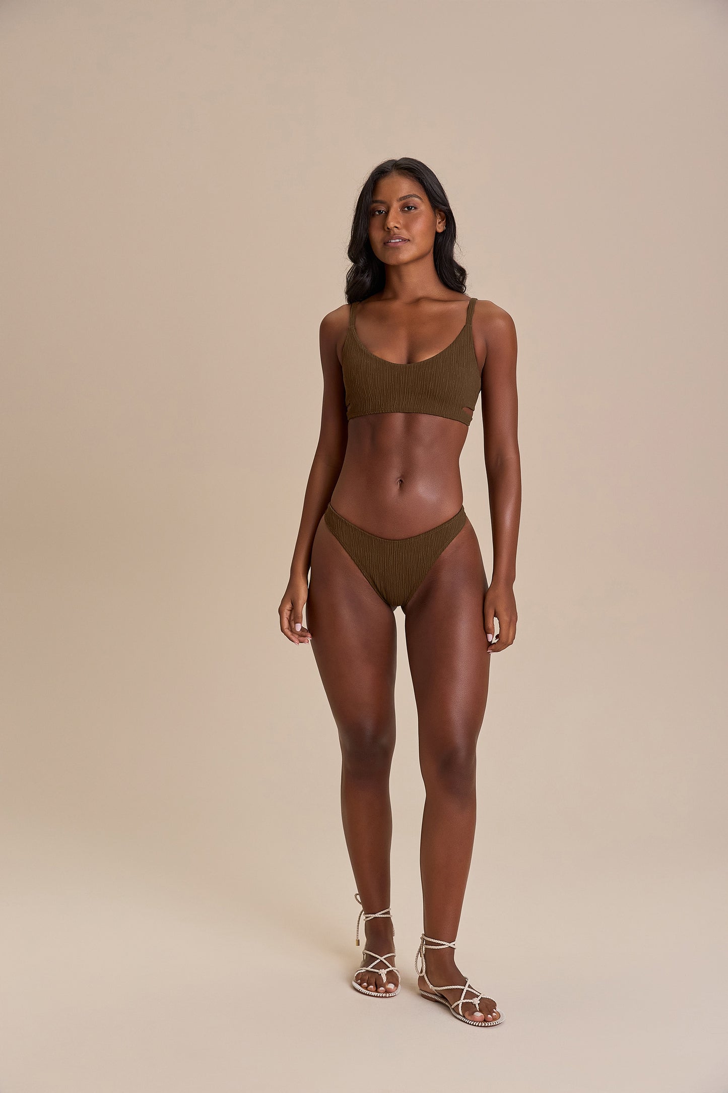 Jacquard Curl High-Cut Bikini Bottom