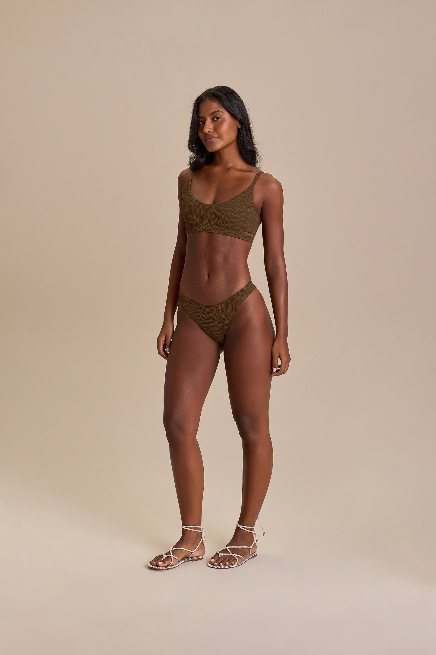 Jacquard Curl High-Cut Bikini Bottom