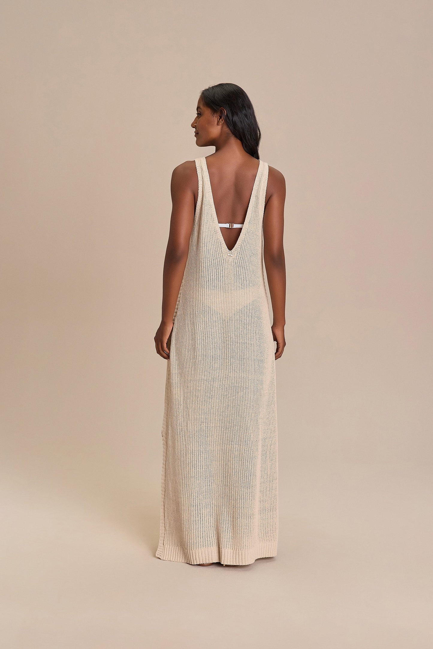 Knit V Long Dress