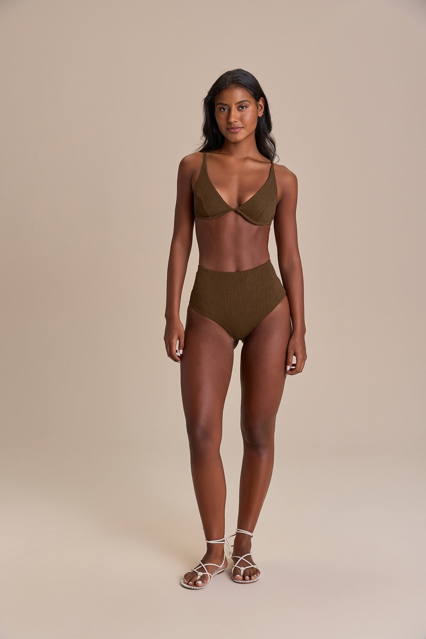 Jacquard Curl Triangle Bikini Top