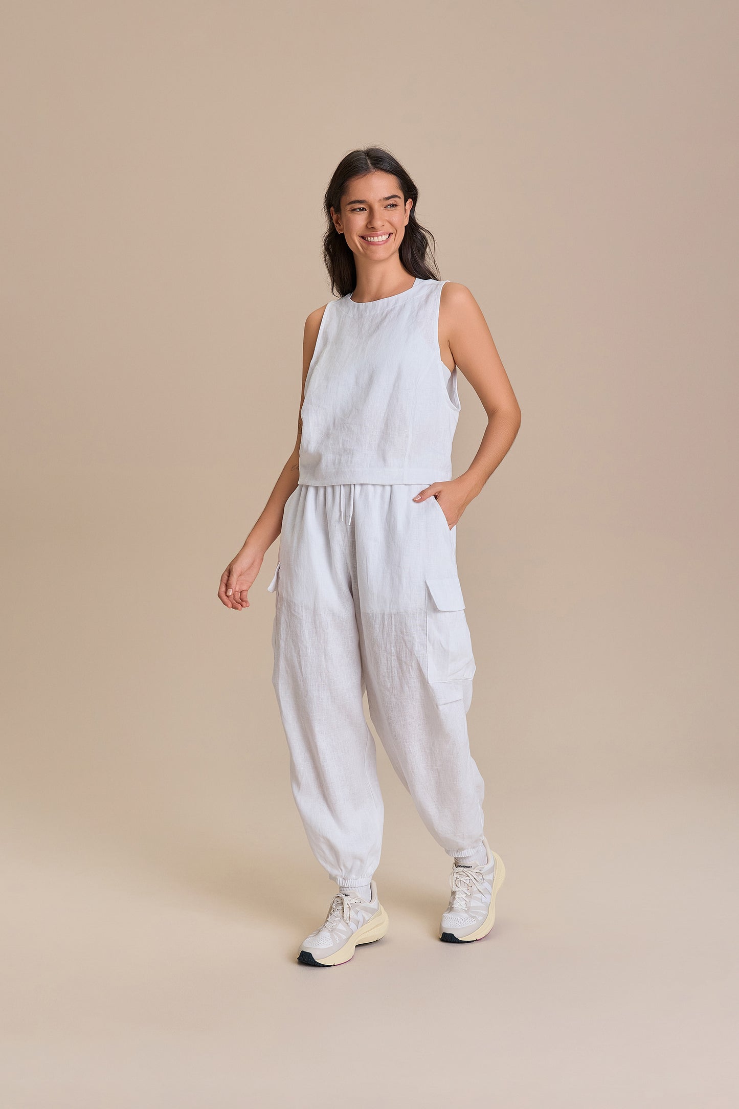 Pure Linen White Tank Top