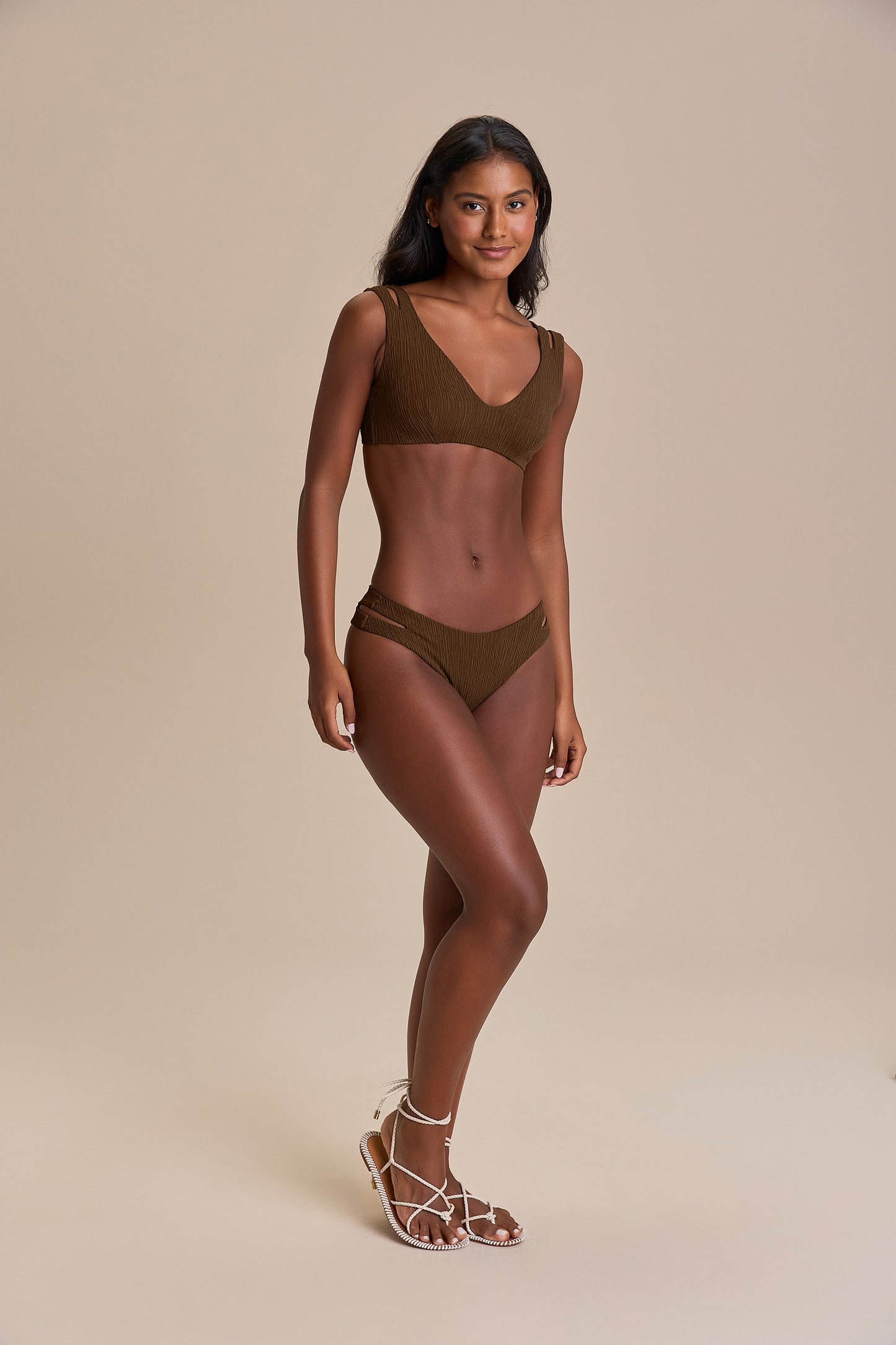 Cut Out Jacquard Curl Bikini Bottom