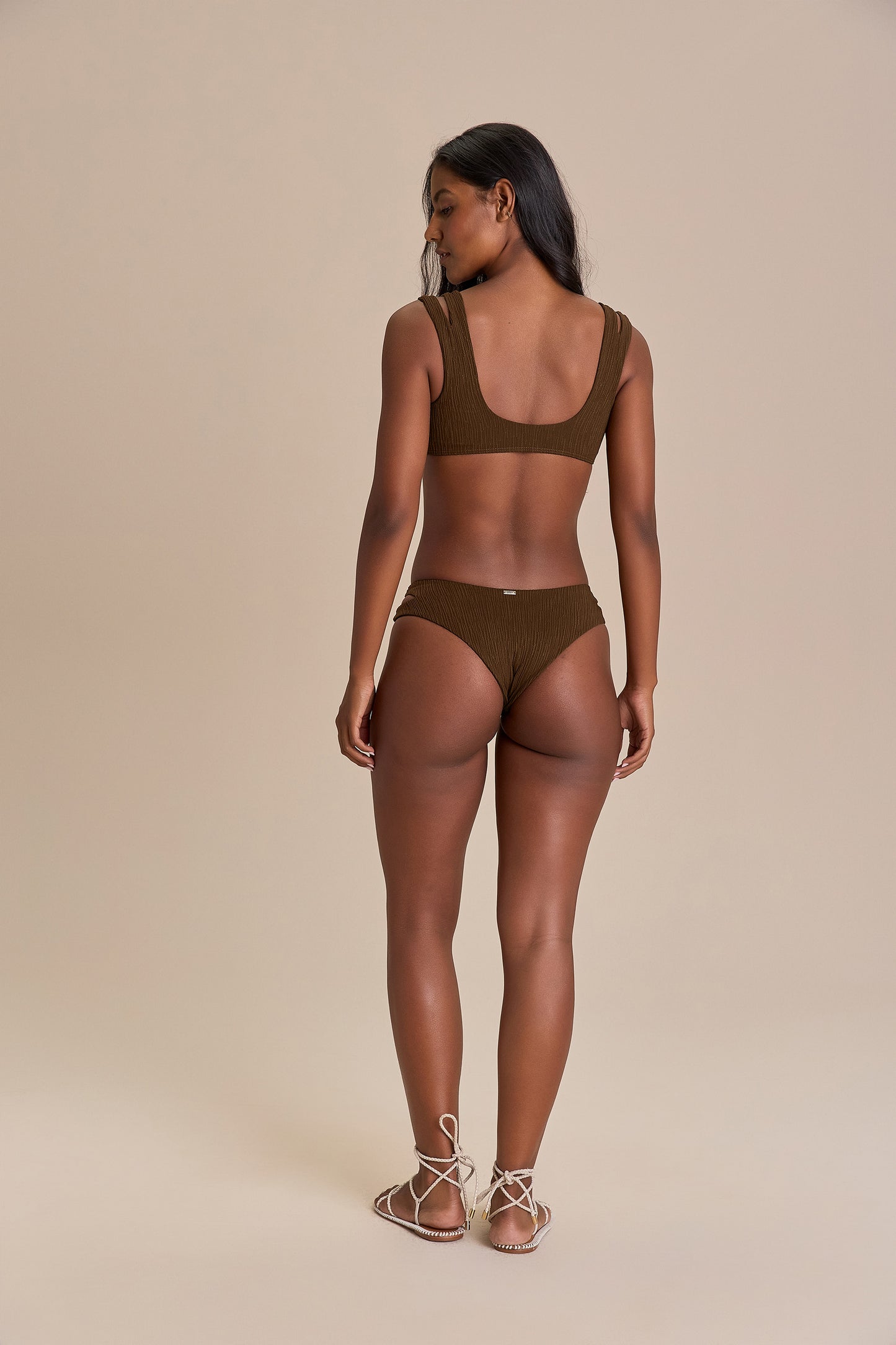 Cut Out Jacquard Curl Bikini Bottom