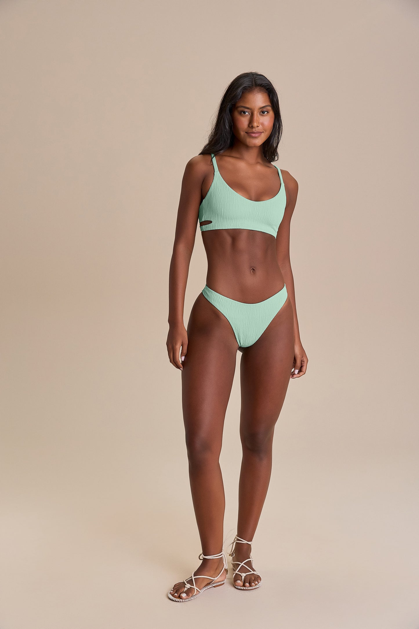 Jacquard Curl High-Cut Bikini Bottom
