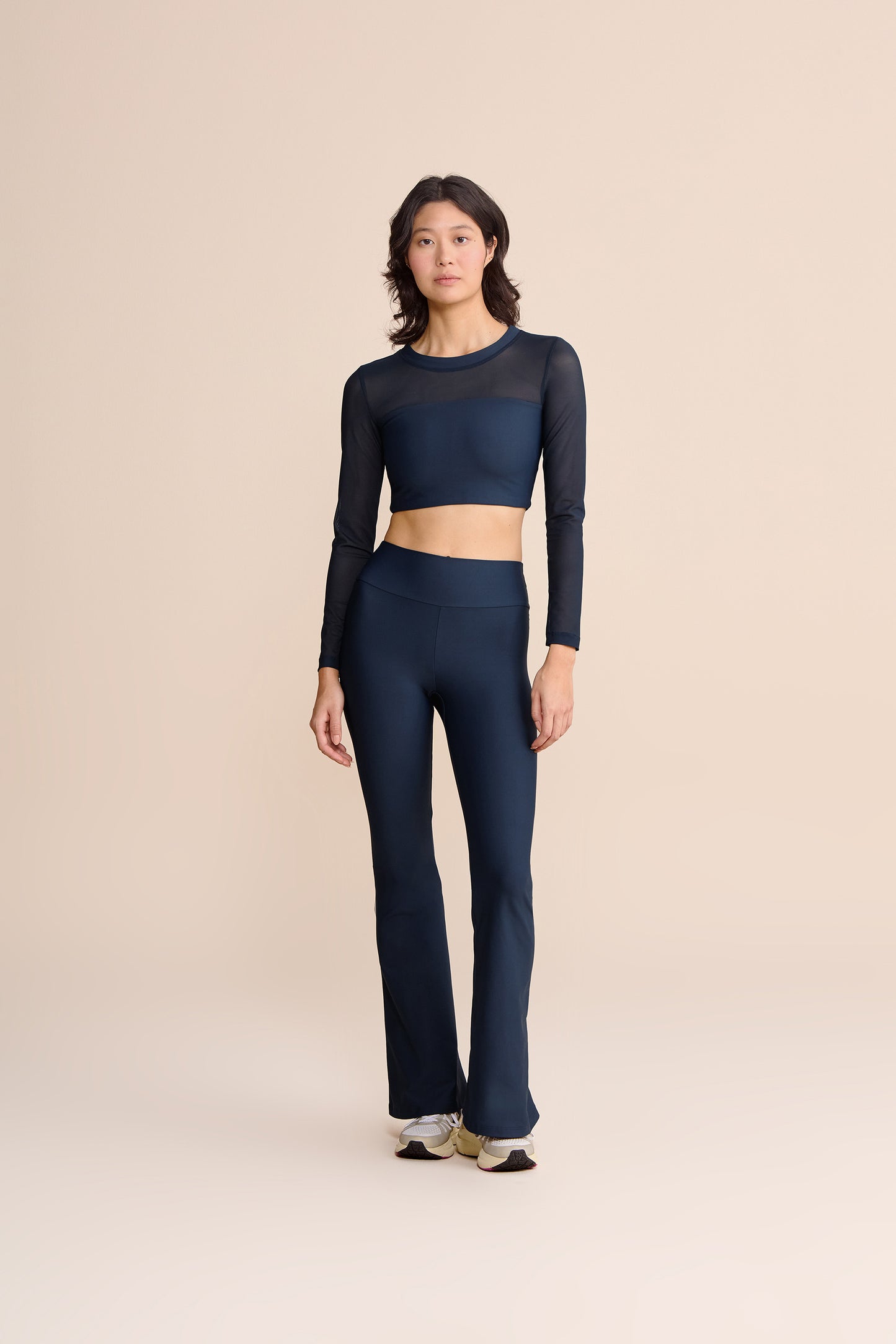 V Zip Tule Core Flare Pants