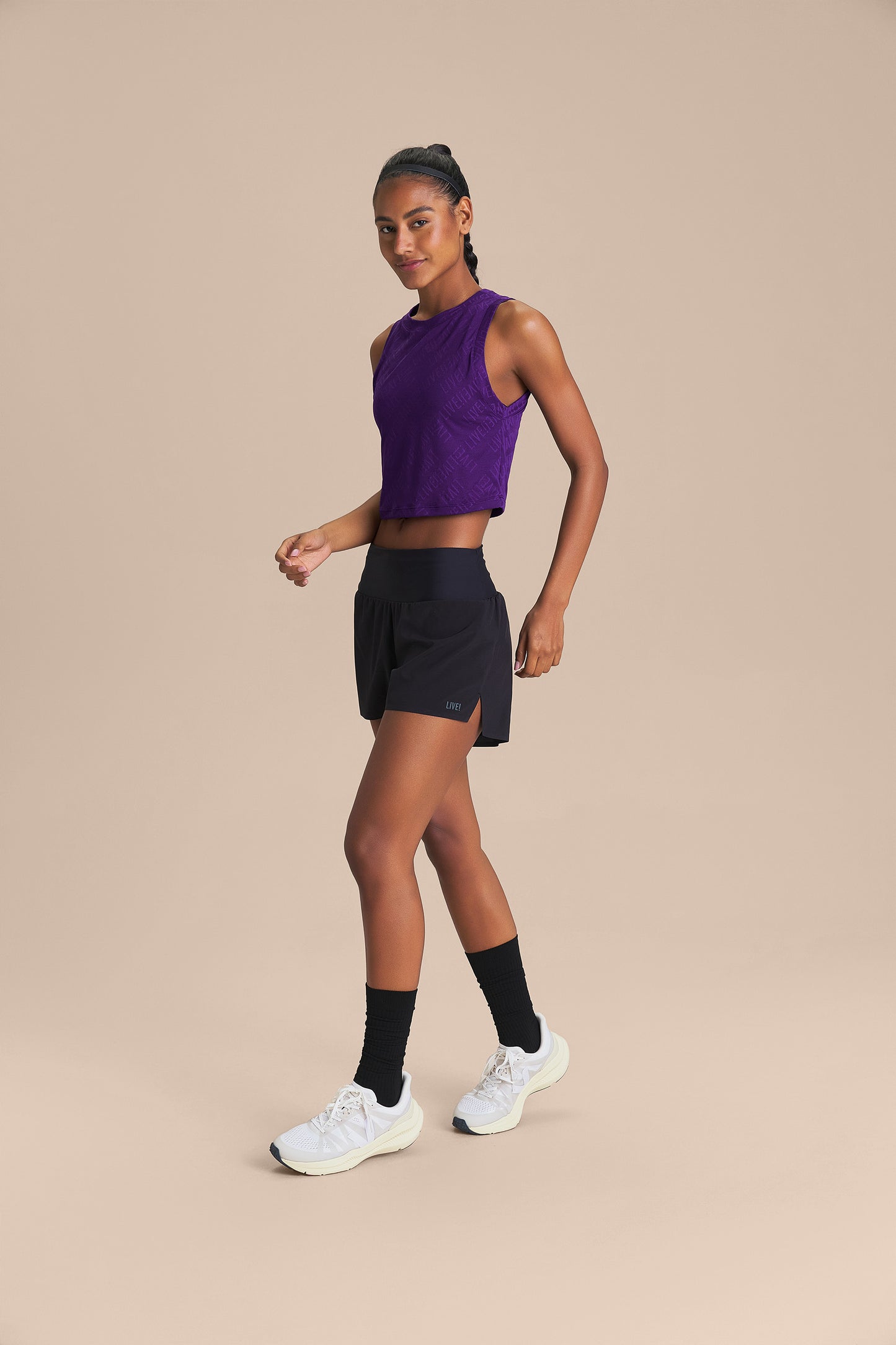 LIVE! Mesh Jacquard Cropped Tank
