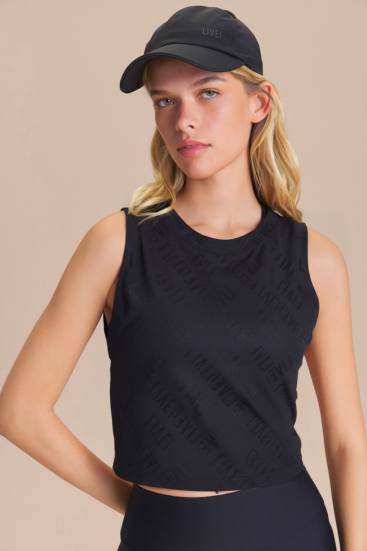 LIVE! Mesh Jacquard Cropped Tank