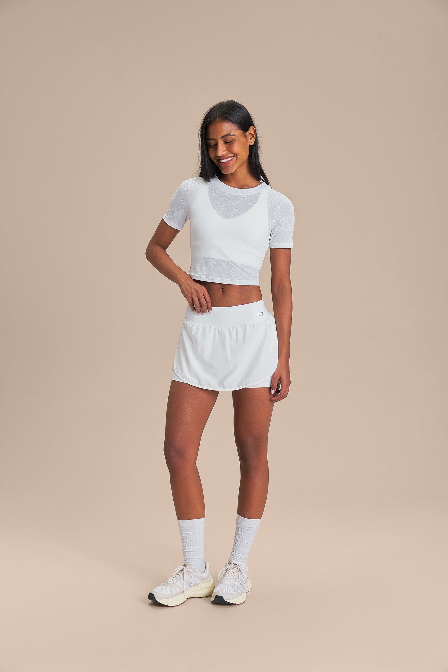 LIVE! Mesh Jacquard Cropped Top
