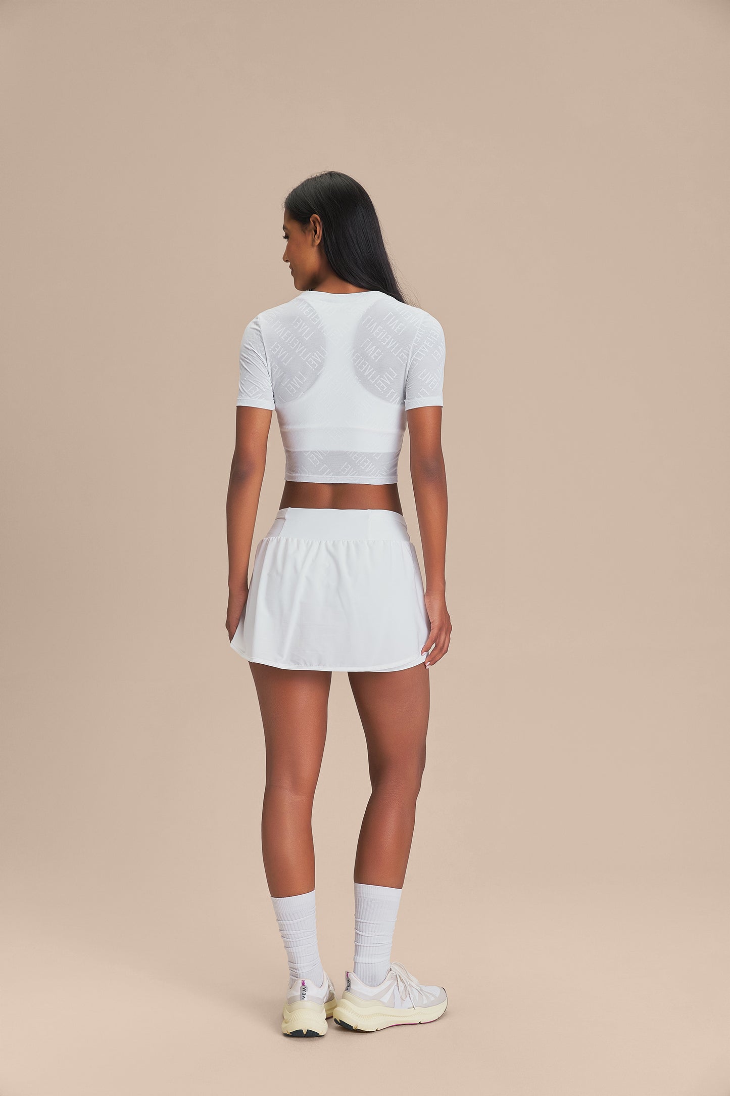 LIVE! Mesh Jacquard Cropped Top