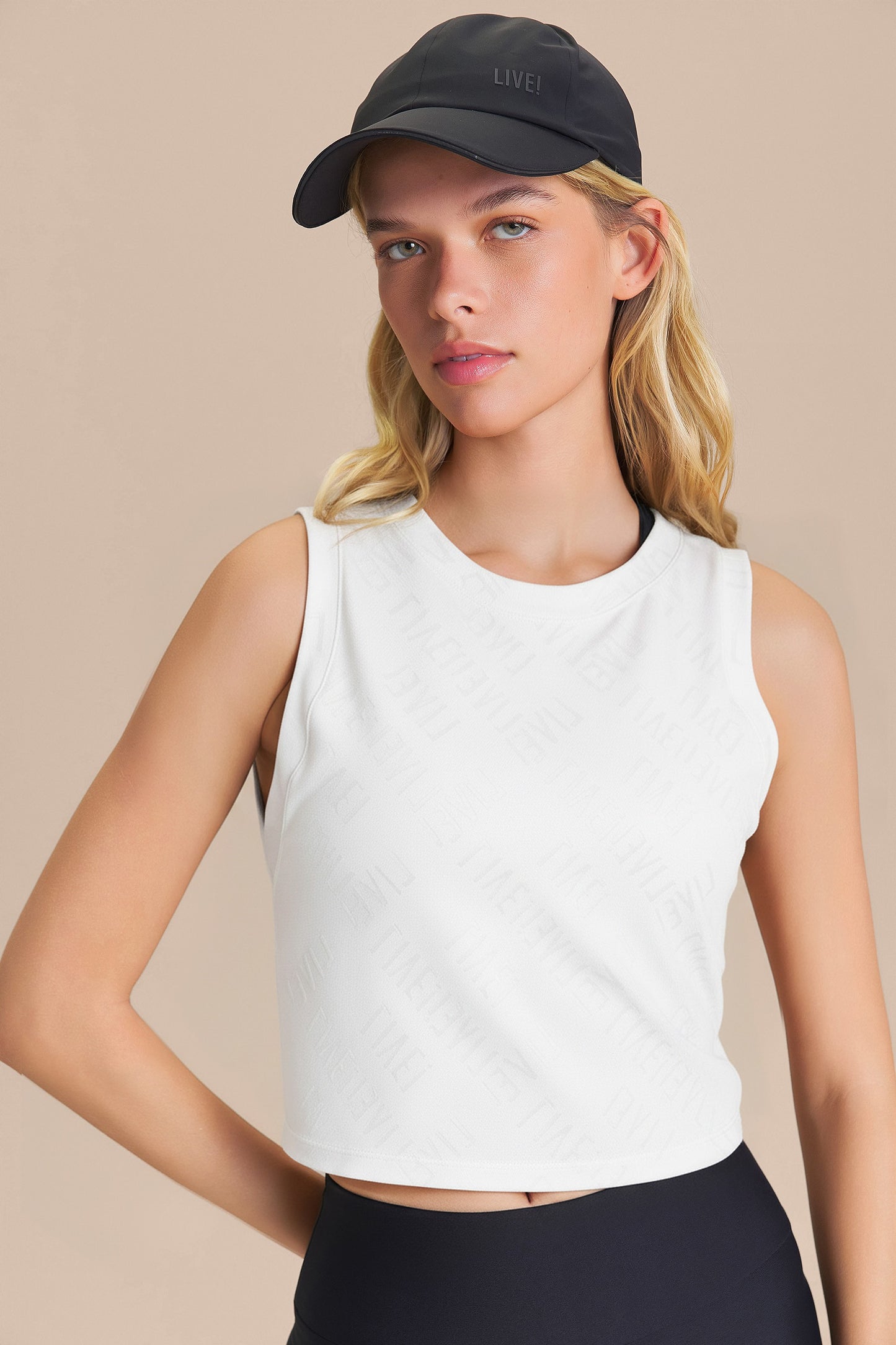LIVE! Mesh Jacquard Cropped Tank