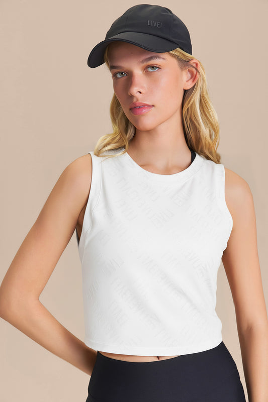 LIVE! Mesh Jacquard Cropped Tank