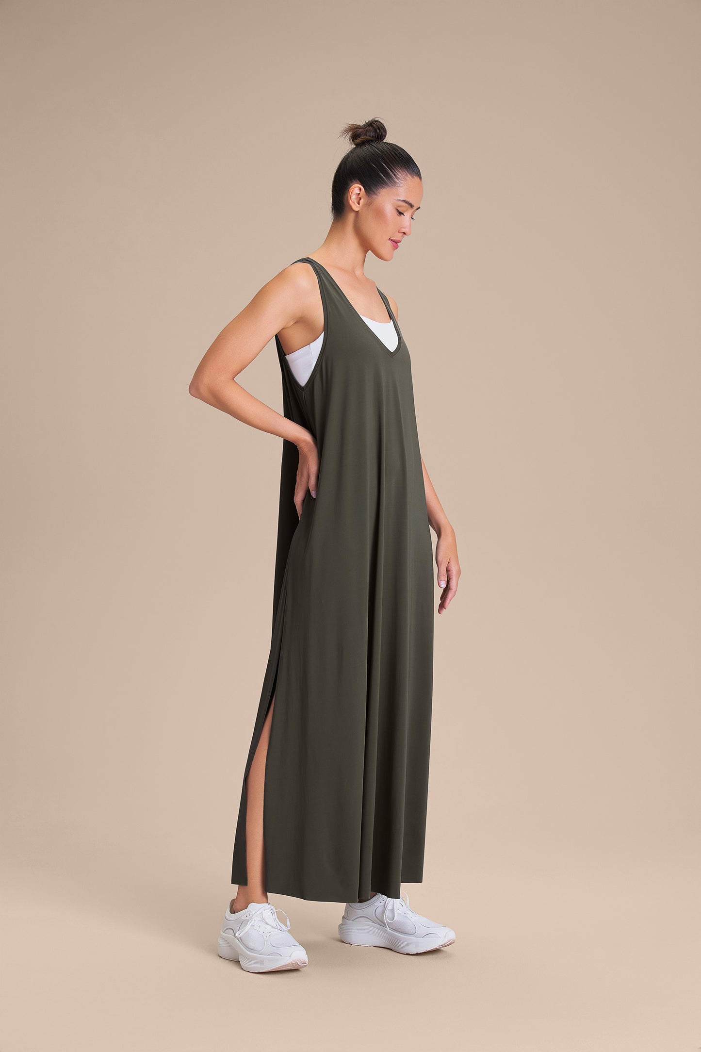 Wide V Long Dress