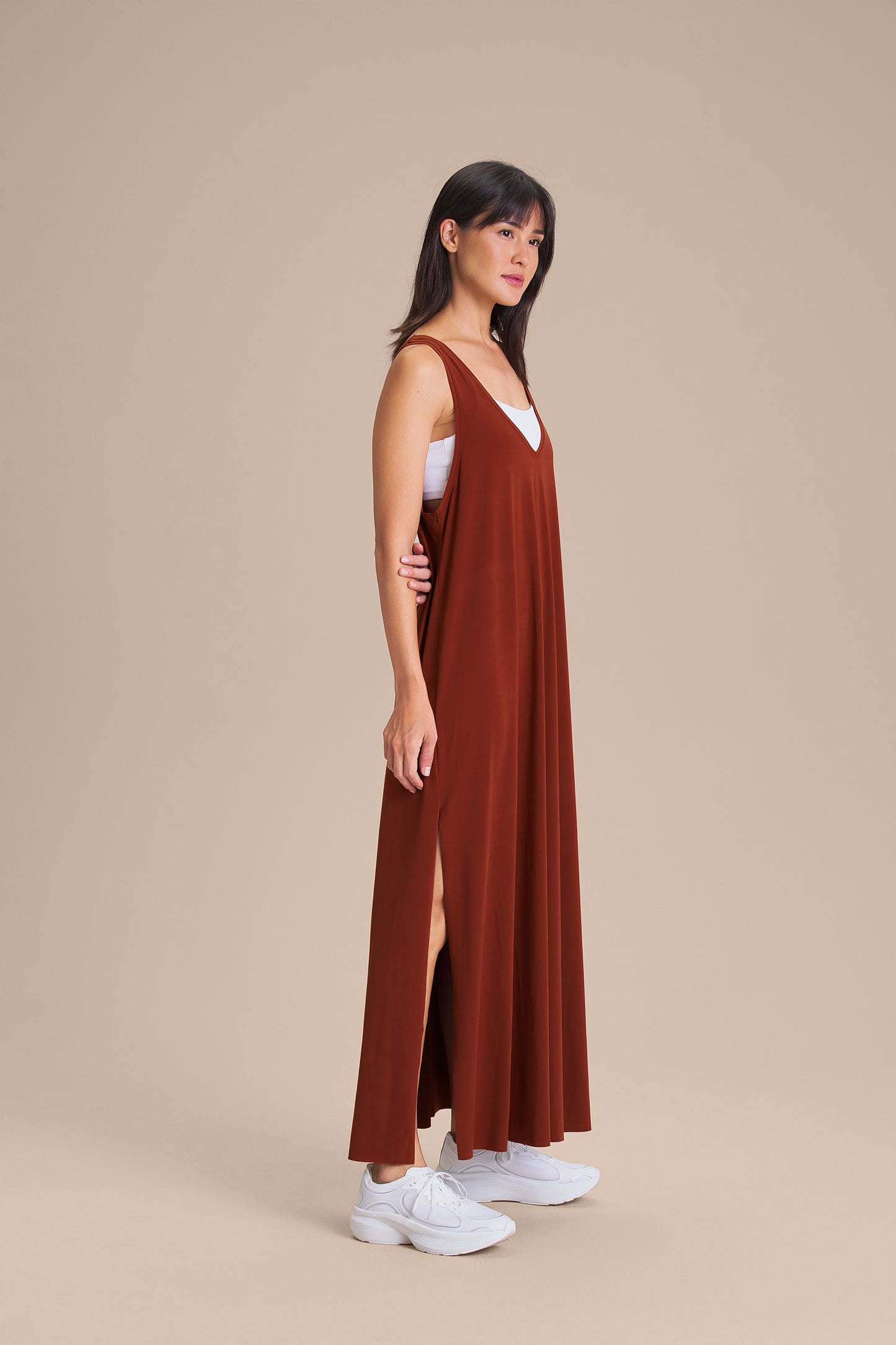 Wide V Long Dress