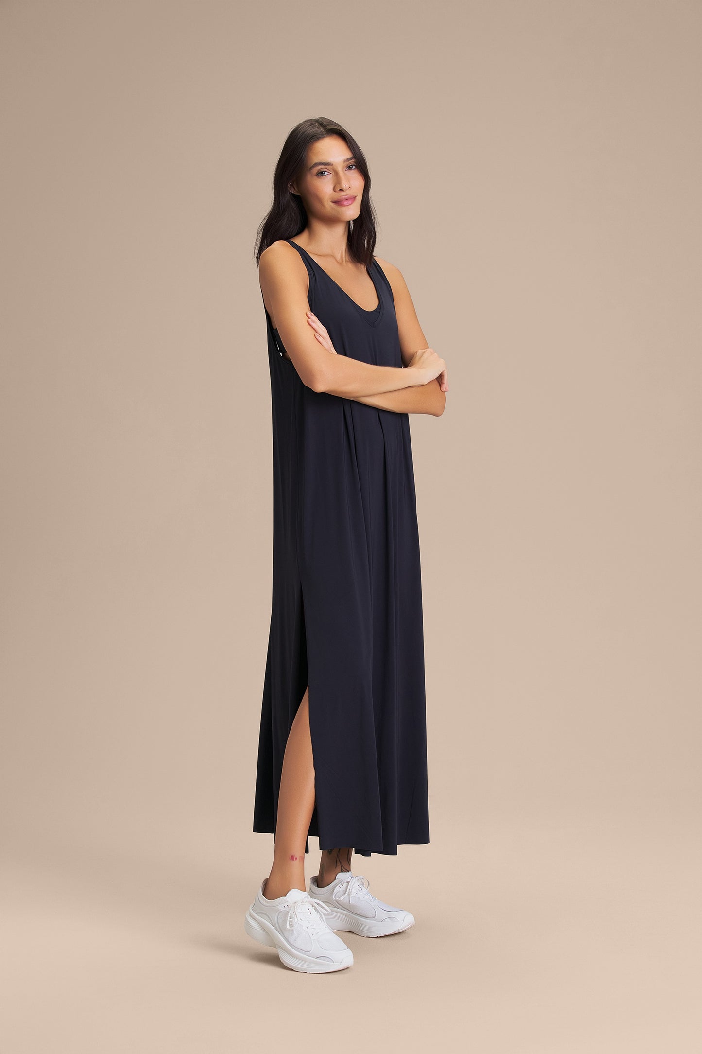 Wide V Long Dress