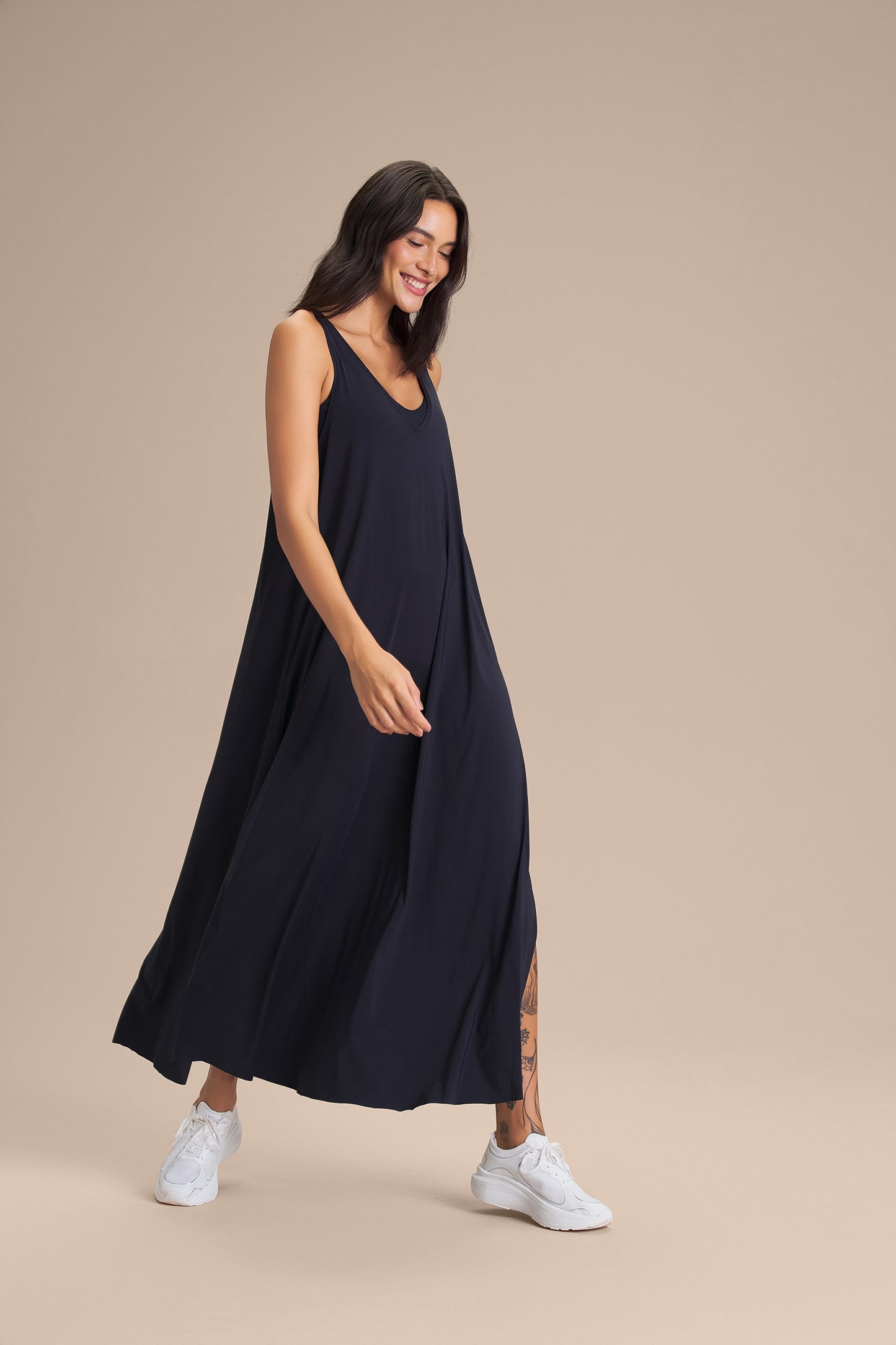 Wide V Long Dress