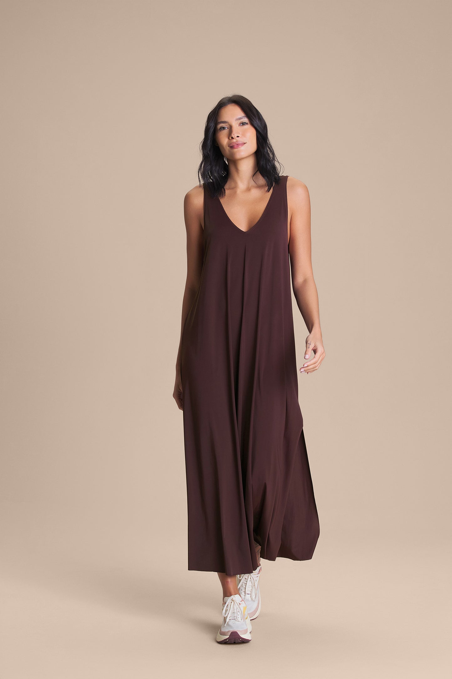 Wide V Long Dress