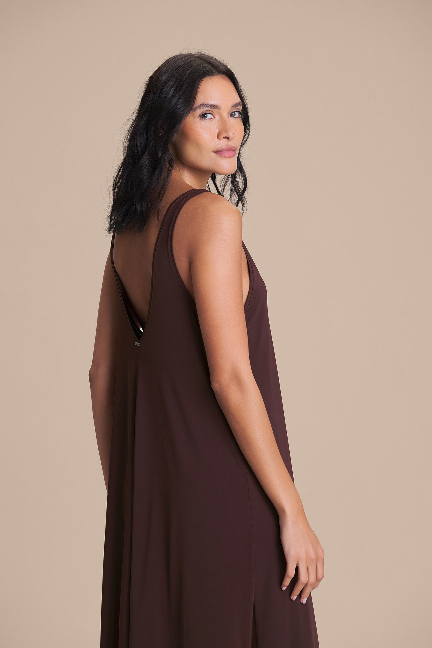 Wide V Long Dress